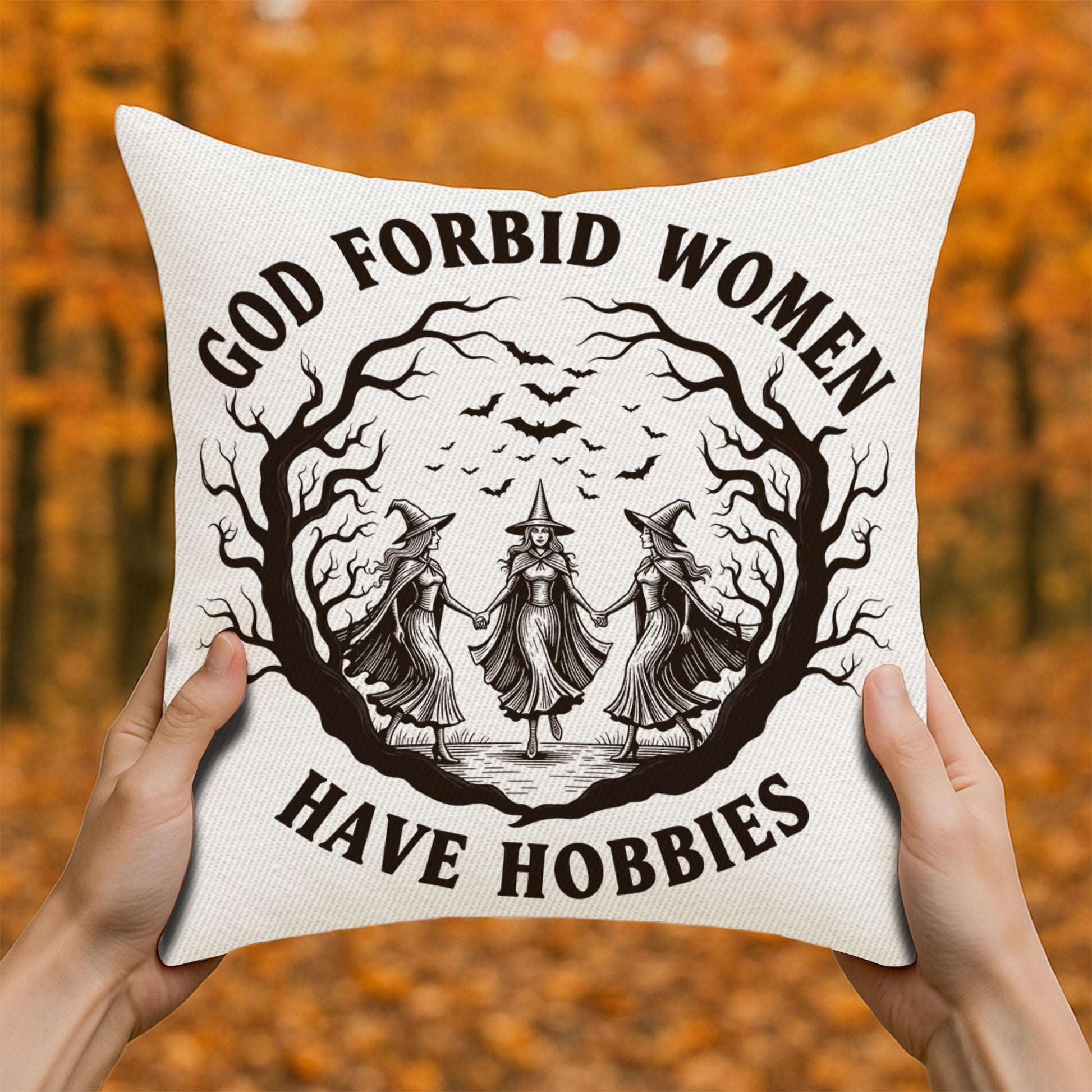 Gothic Witch Pillow Cover: Feminist Quote Halloween Decor