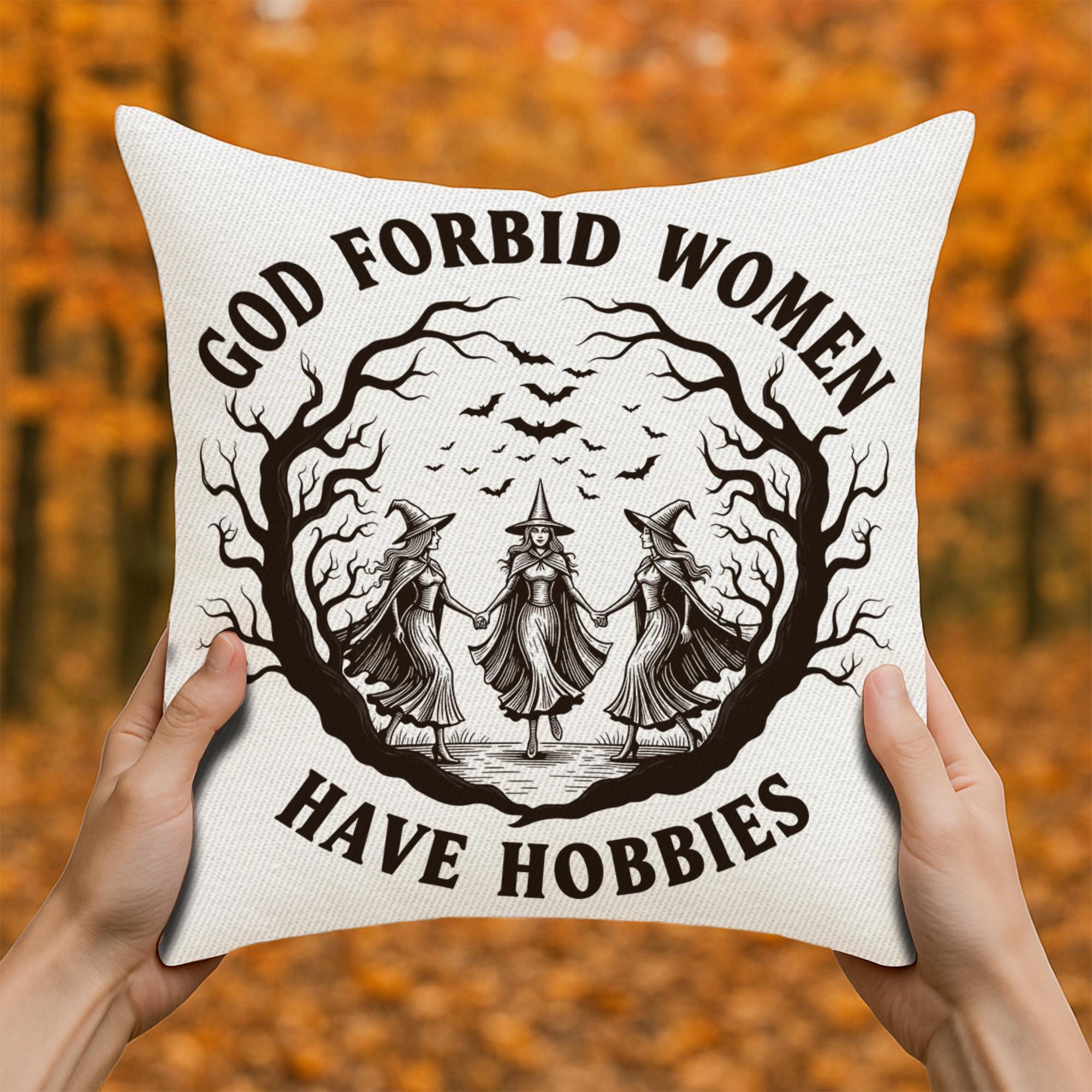 Gothic Witch Pillow Cover: Feminist Quote Halloween Decor