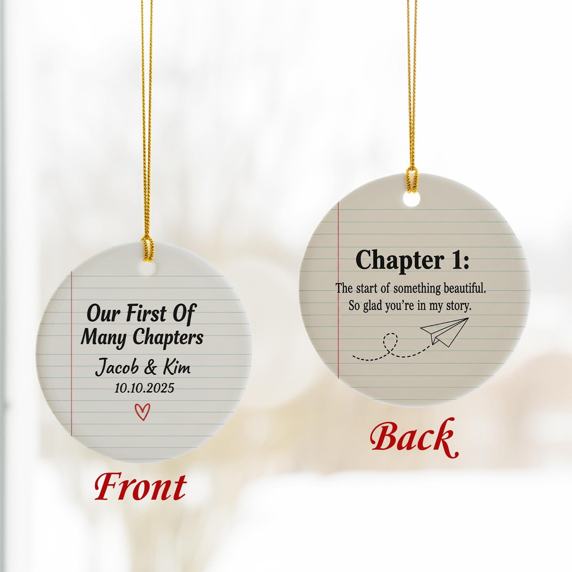 Personalized Ceramic Ornament First Chapter Wedding Anniversary Gift