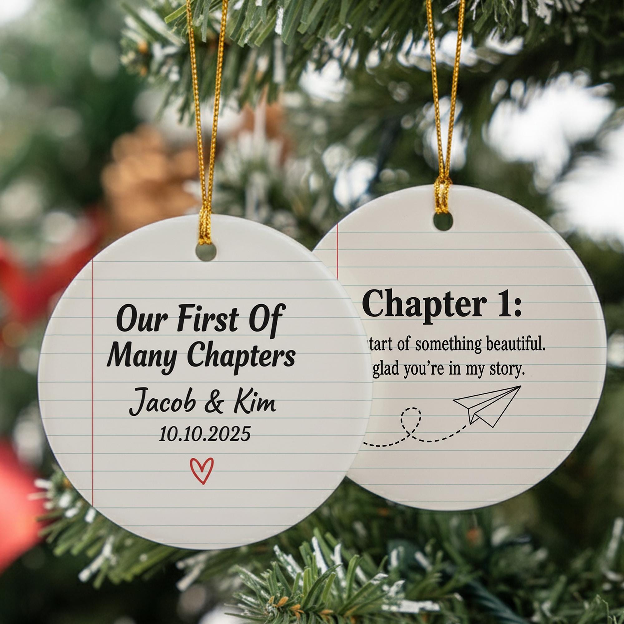 Personalized Ceramic Ornament First Chapter Wedding Anniversary Gift