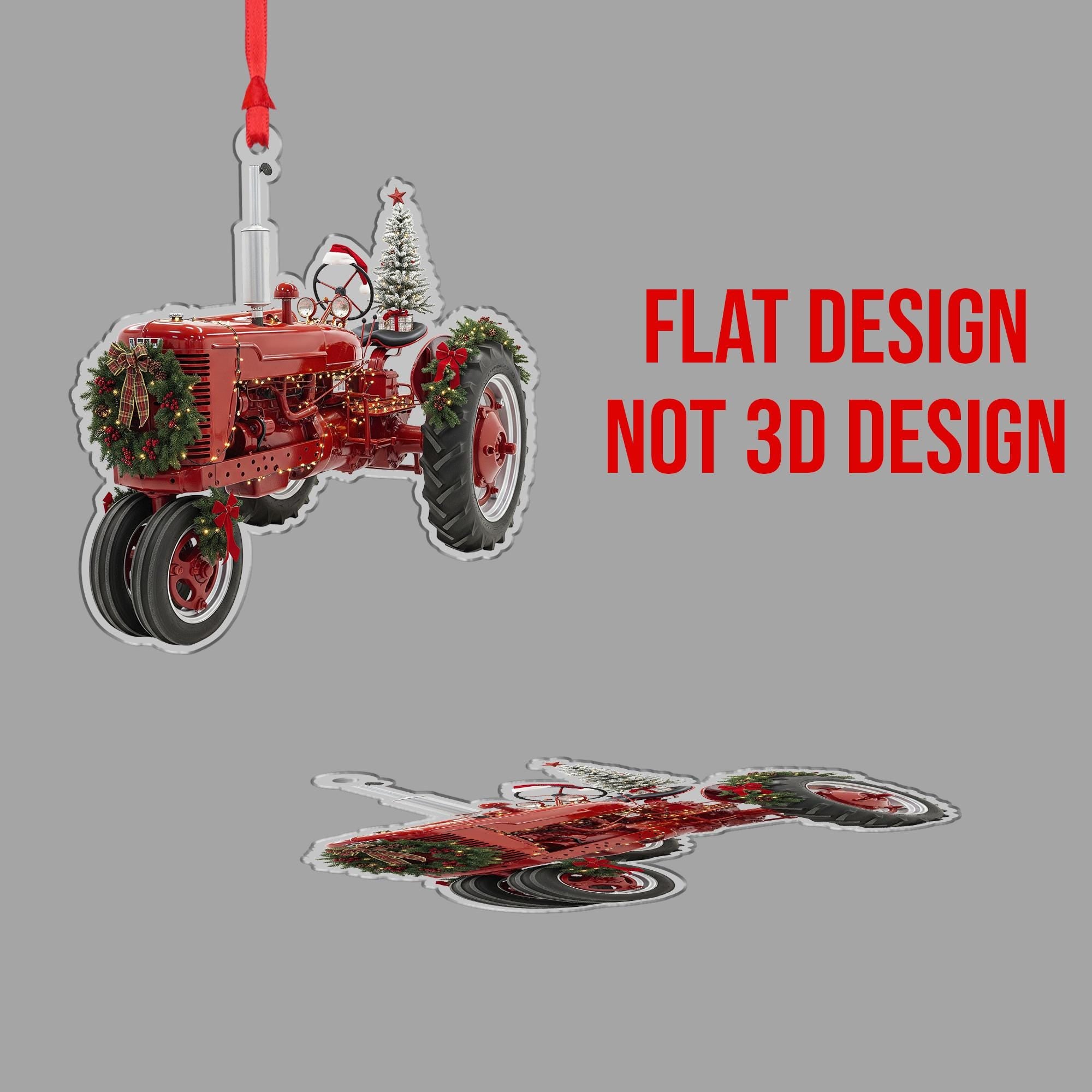 Tractor Ornament Christmas Farmhouse Red Holiday Decor