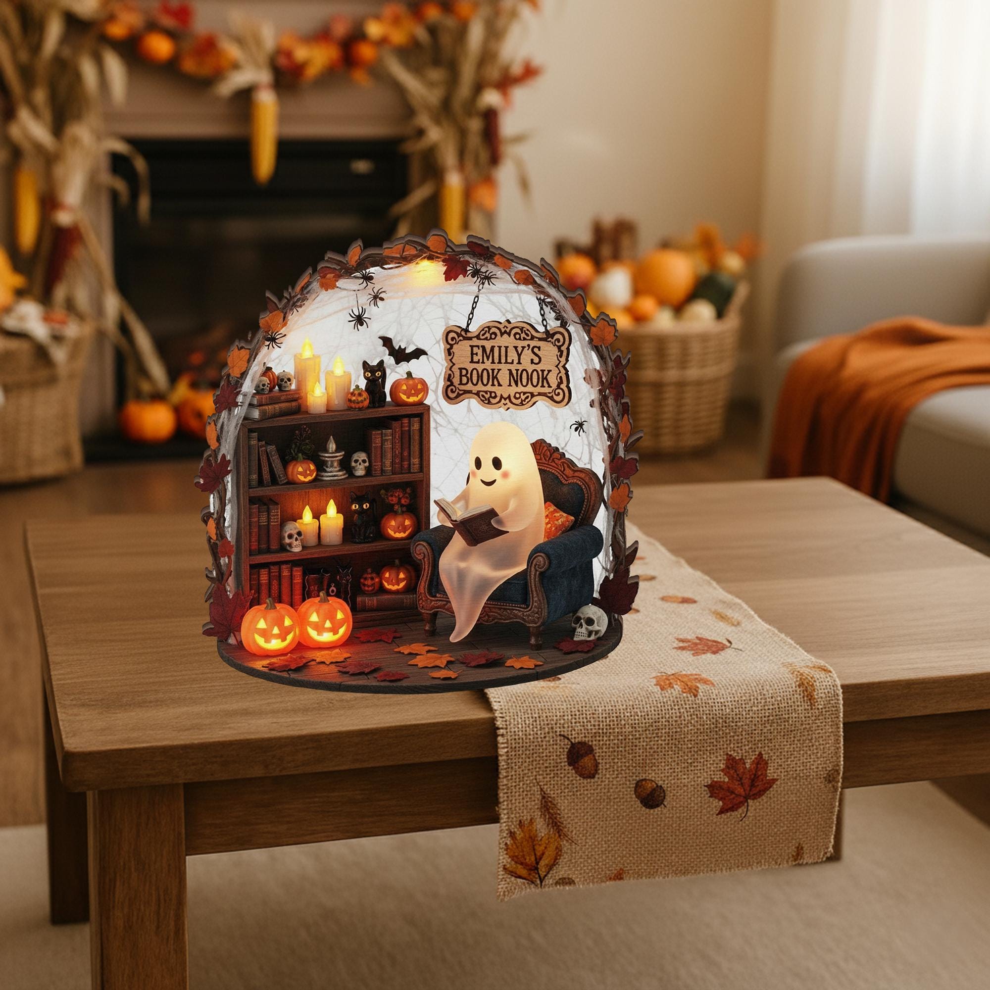 Custom Halloween Wooden Blocks | Ghost Pumpkin Book Nook Decor -  3D LOOK