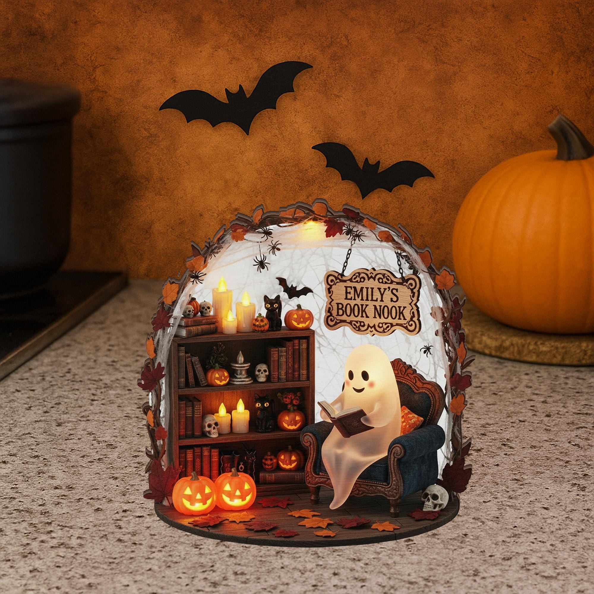 Custom Halloween Wooden Blocks | Ghost Pumpkin Book Nook Decor -  3D LOOK