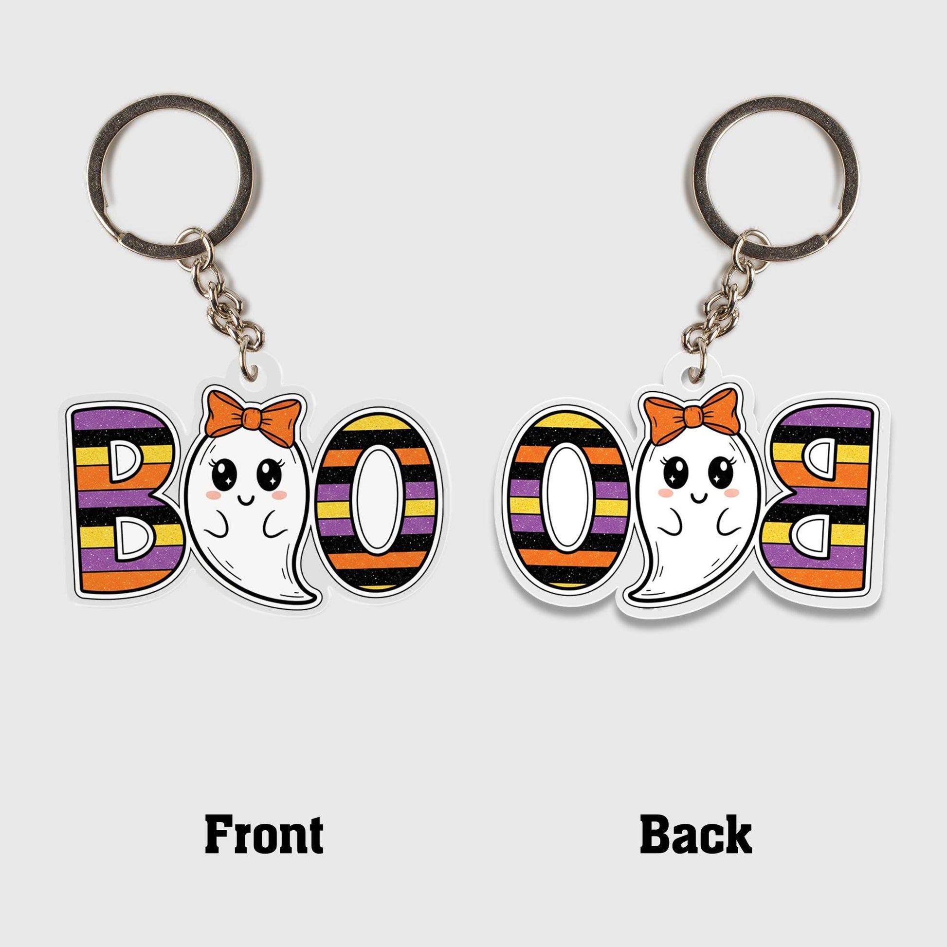Cute Ghost BOO Keychain – Halloween Acrylic Keychain, Kawaii Ghost Bag Charm, Spooky Cute Gift, Trick or Treat Accessory