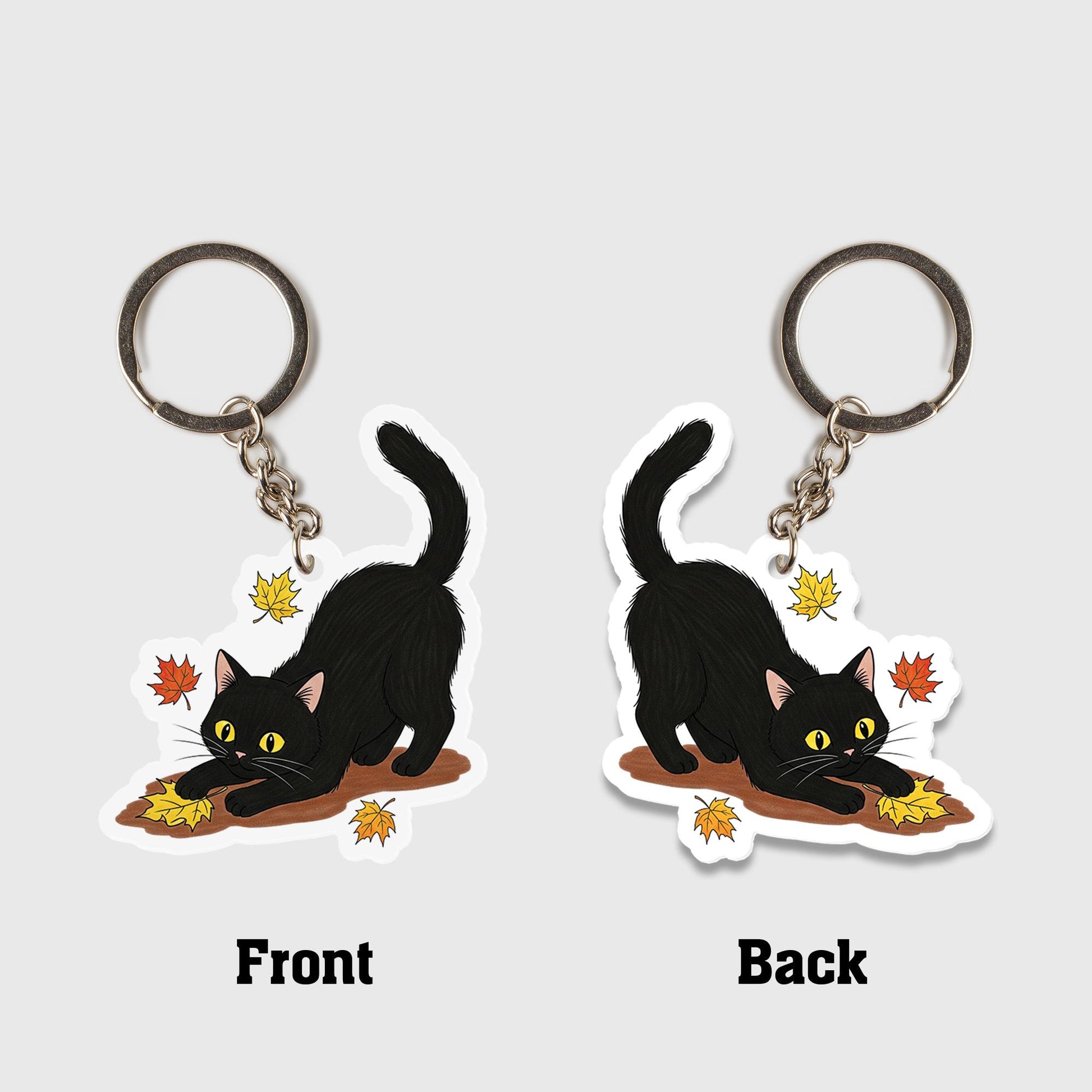Black Cat Acrylic Keychain: Halloween Spooky Accessory