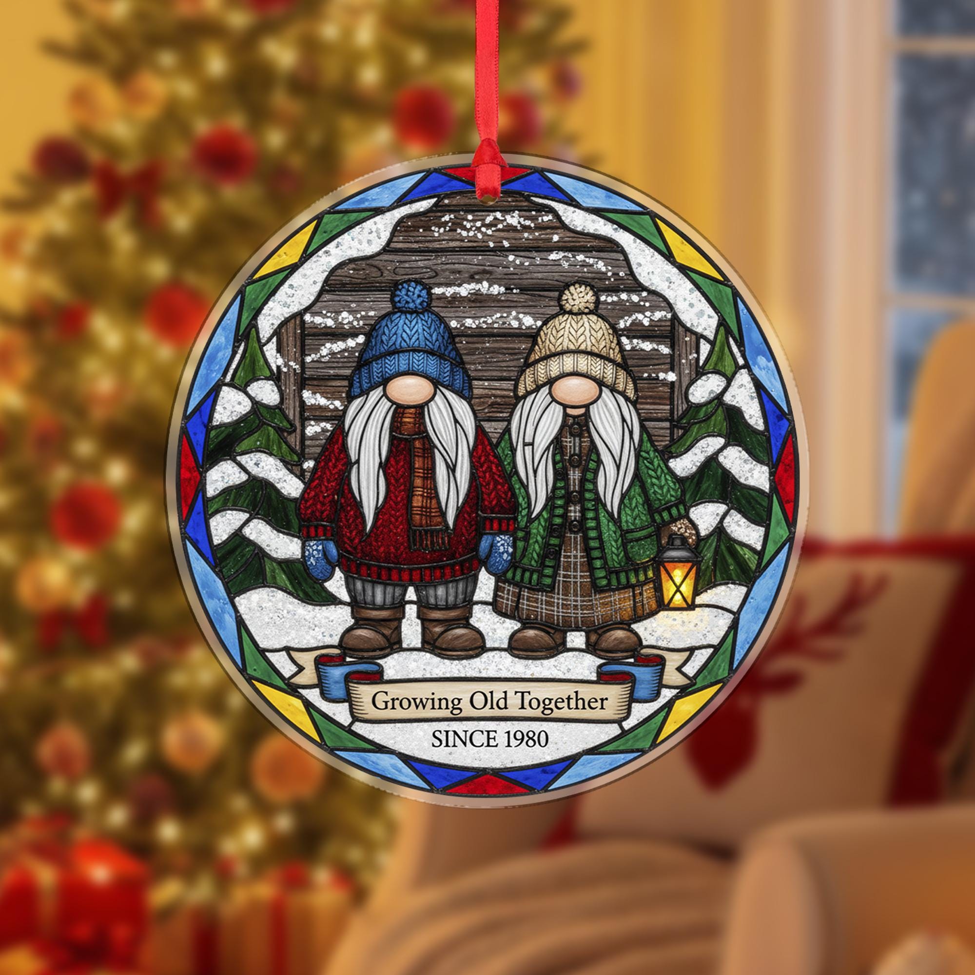 Growing Old Together Ornament – Personalized Gnome Couple Christmas Decoration