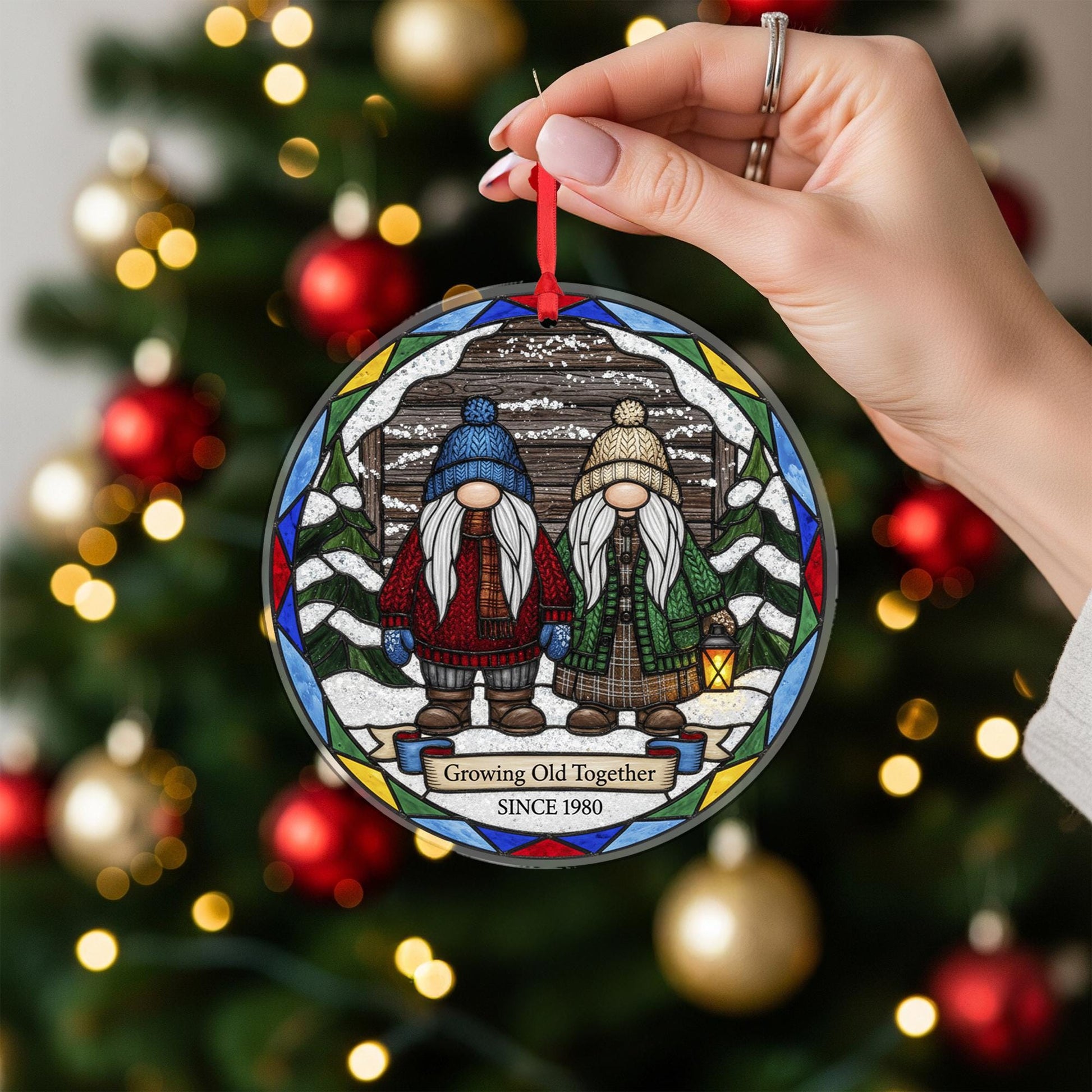 Growing Old Together Ornament – Personalized Gnome Couple Christmas Decoration