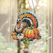 Turkey Holographic Acrylic Suncatcher | Fall Pumpkin Window Decor
