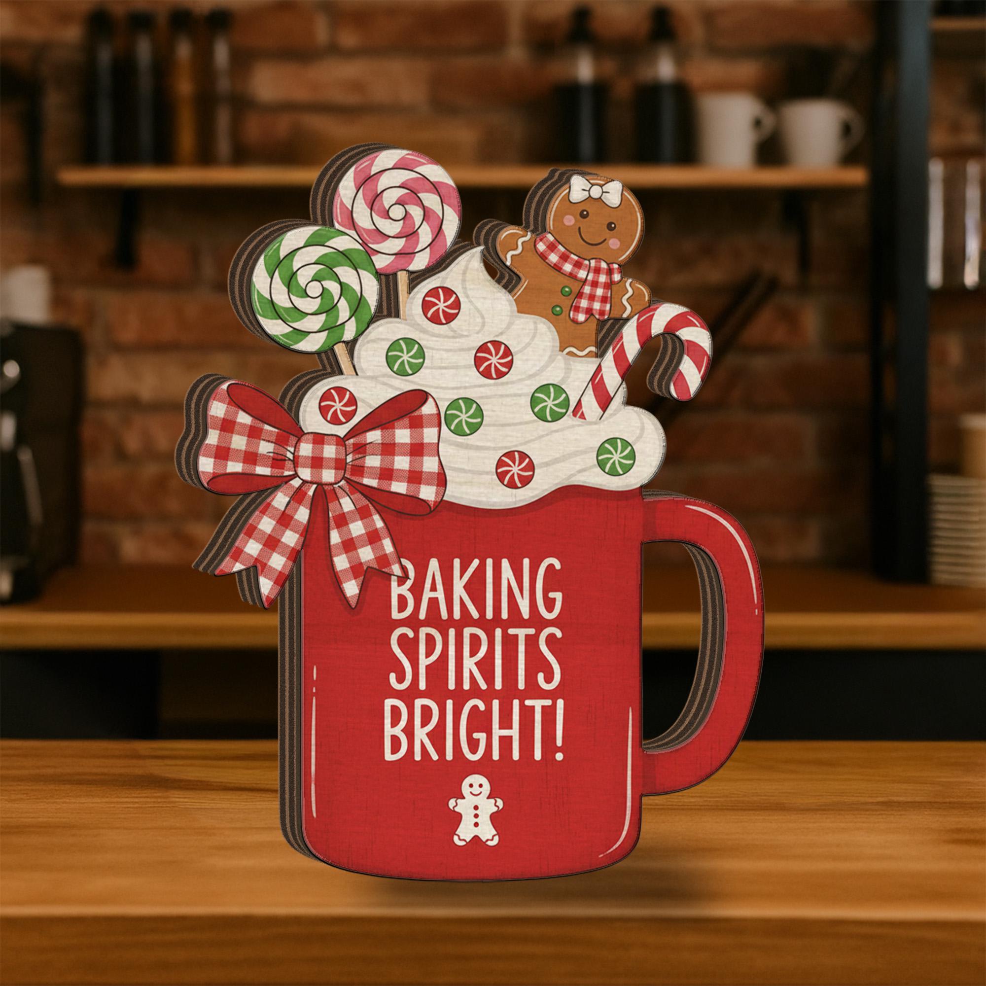 Baking Spirits Bright Wooden Block – Christmas Kitchen Gingerbread Holiday Decor