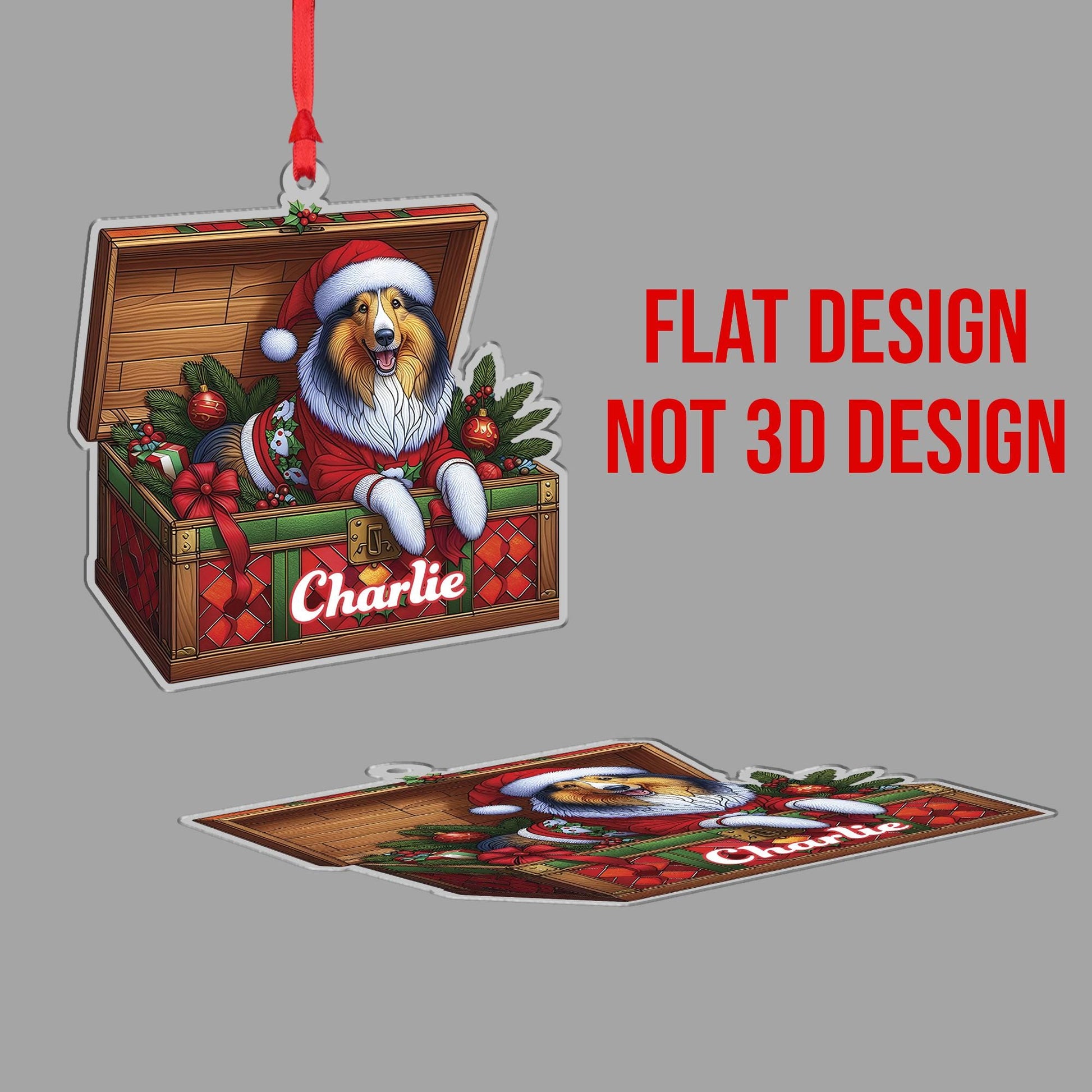 Personalized Dog Ornament – Custom Collie Christmas Tree Decoration with Pet Name