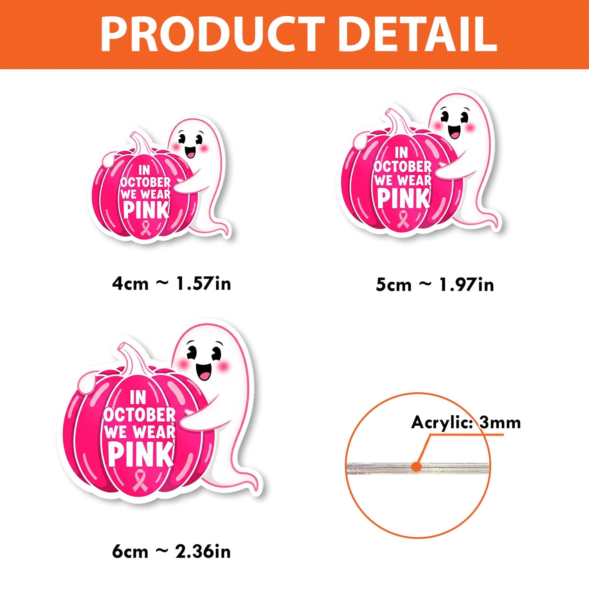 Breast Cancer Awareness Badge Reel: Pink Ghost Pumpkin ID Holder October Support