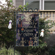 Halloween Garden Flag – Spooky Nights Equal Rights Skeleton Yard Sign