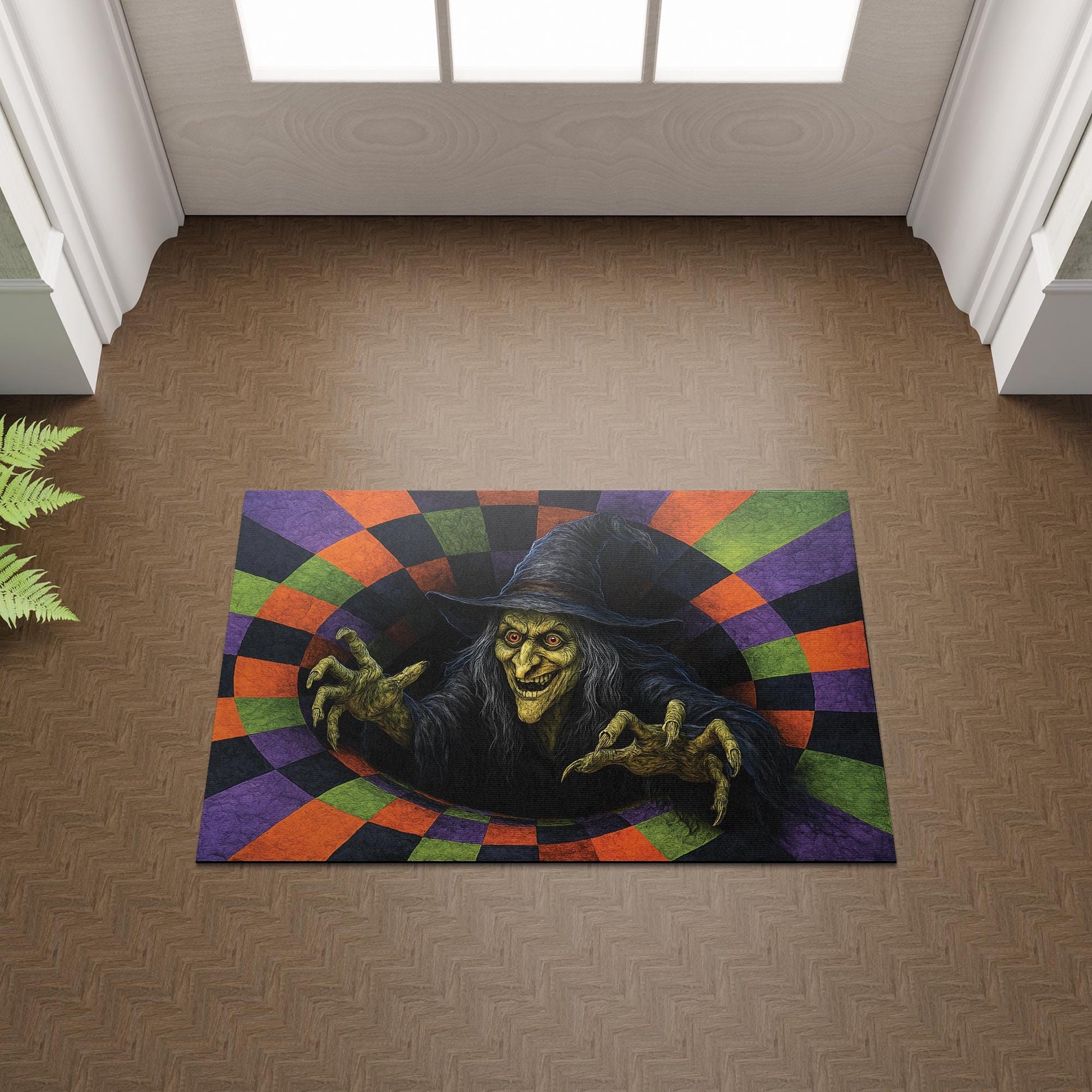 Spooky Witch Doormat – Creepy Halloween Front Door Mat Outdoor Decor