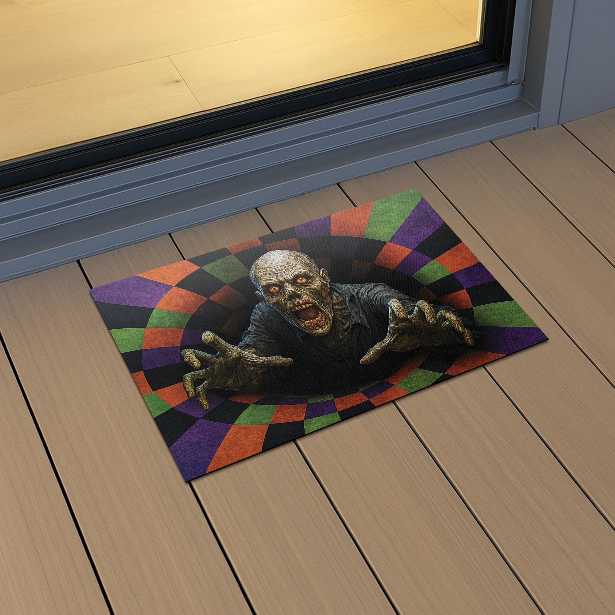 Spooky Zombie Doormat – Creepy Halloween Front Door Mat Outdoor Decor