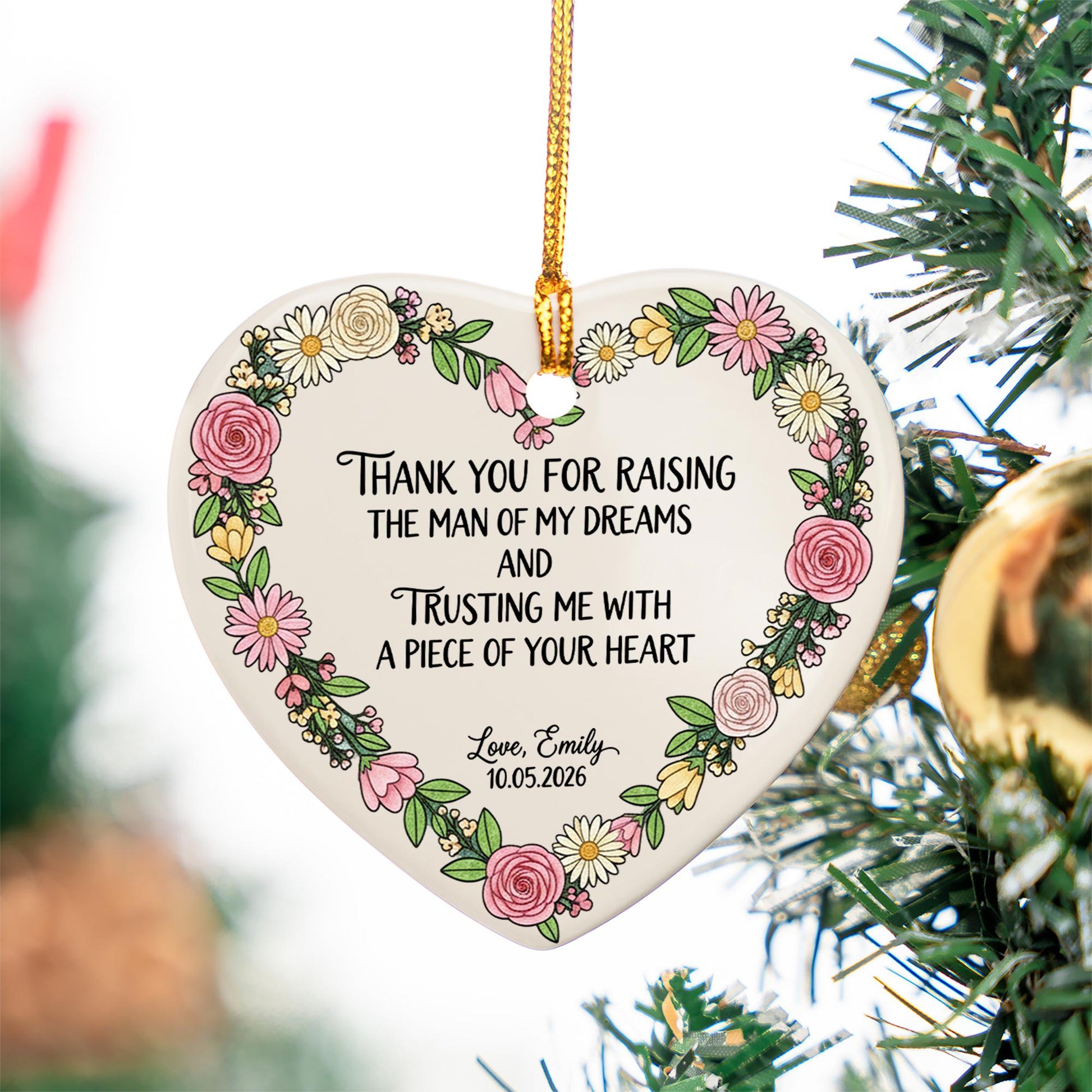Mother of Groom Gift – Custom Heart Ornament Wedding Day Thank You Keepsake