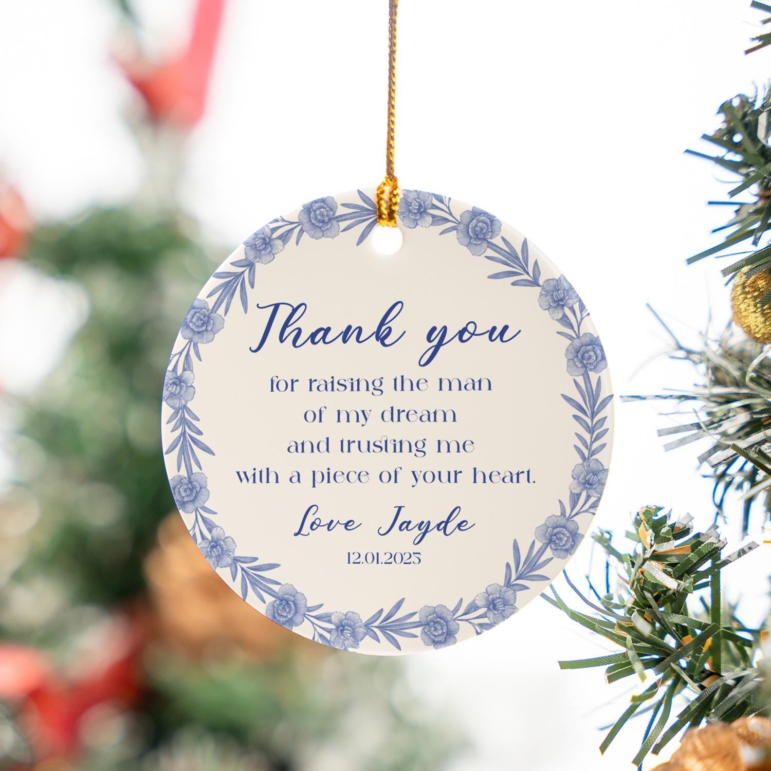Mother of Groom Ornament – Ceramic Thank You Gift Personalized Wedding Keepsake”