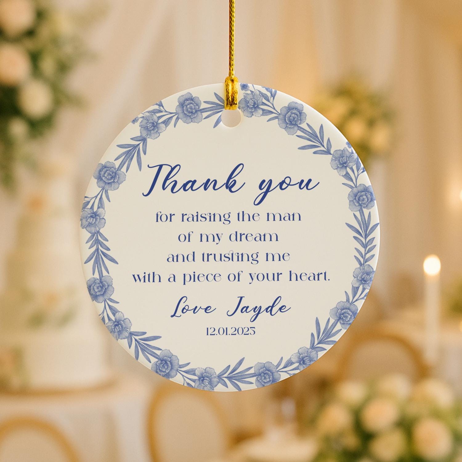 Mother of Groom Ornament – Ceramic Thank You Gift Personalized Wedding Keepsake”