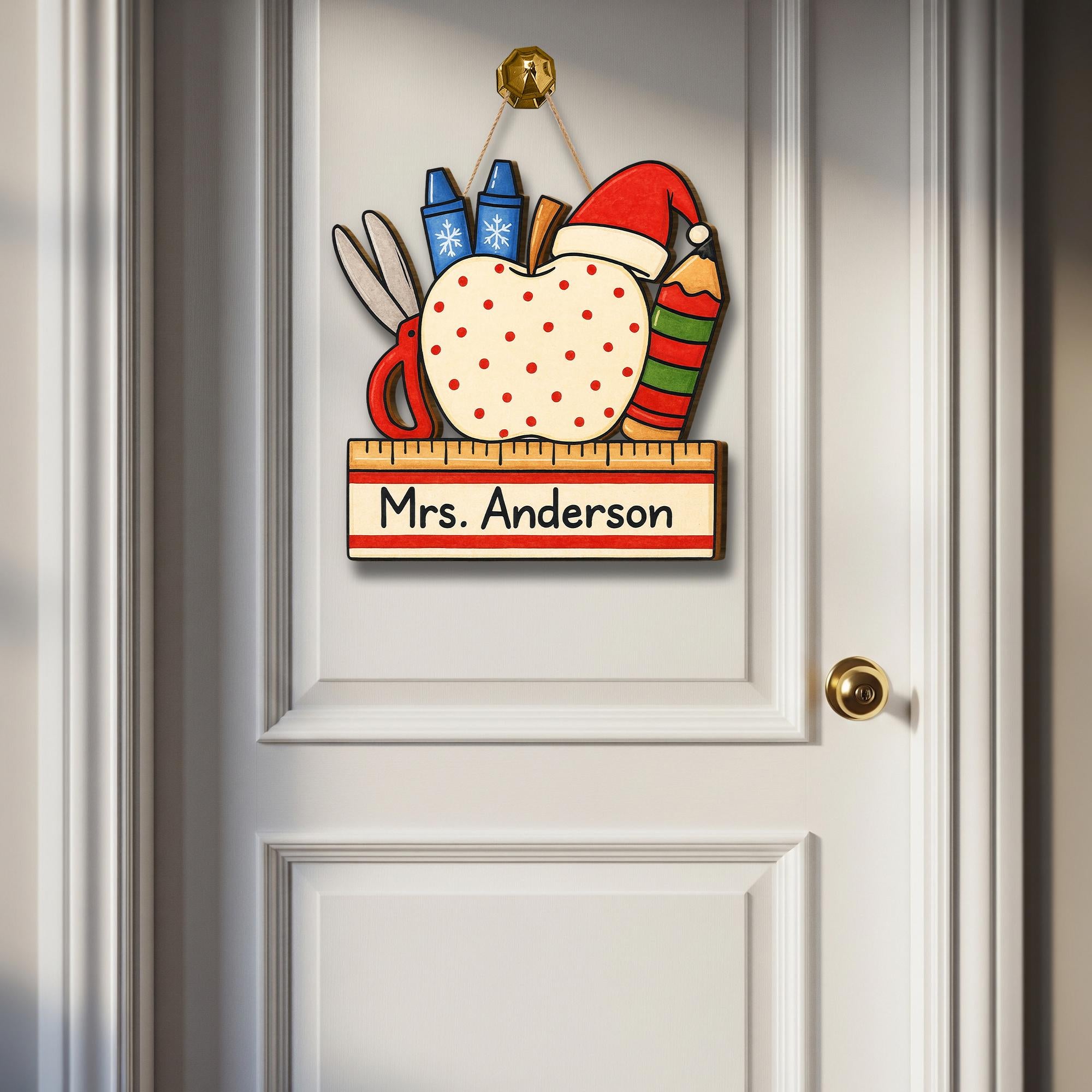 Holiday Teacher Door Sign – Custom Wooden Classroom Decor Teacher Appreciation Gift