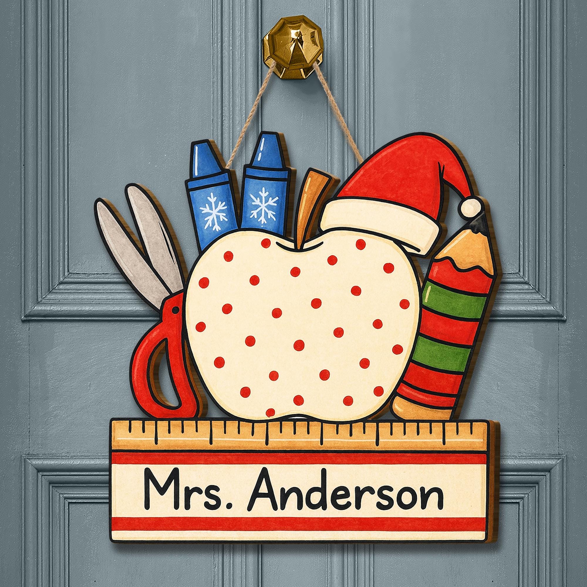 Holiday Teacher Door Sign – Custom Wooden Classroom Decor Teacher Appreciation Gift