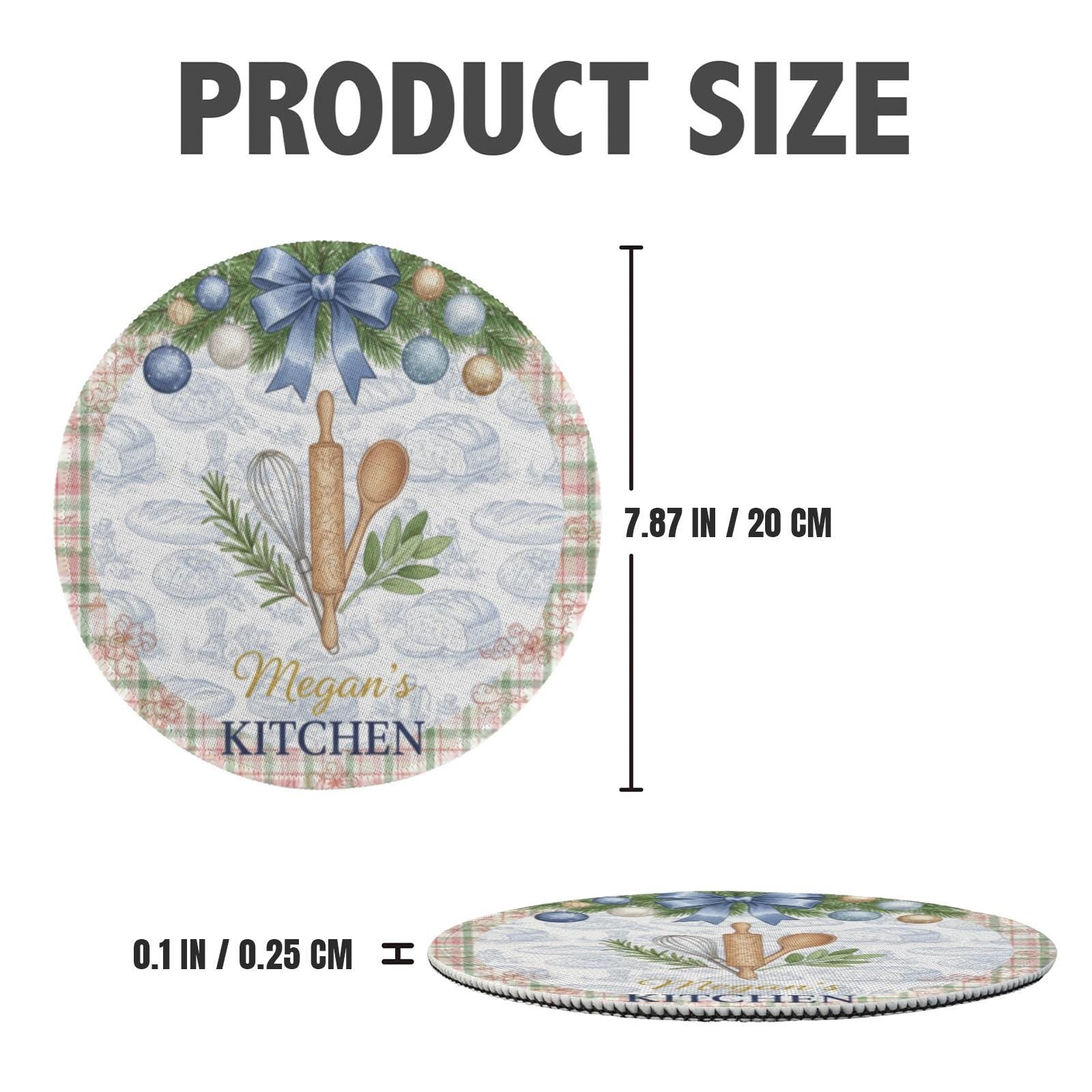 Personalized Kitchen Placemat – Round Christmas Table Decor with Custom Name