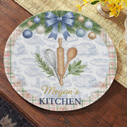 Personalized Kitchen Placemat – Round Christmas Table Decor with Custom Name