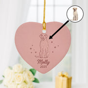 Personalized Ceramic Ornament – Dog Line Art, Heart Shape, Pet Memorial Keepsake