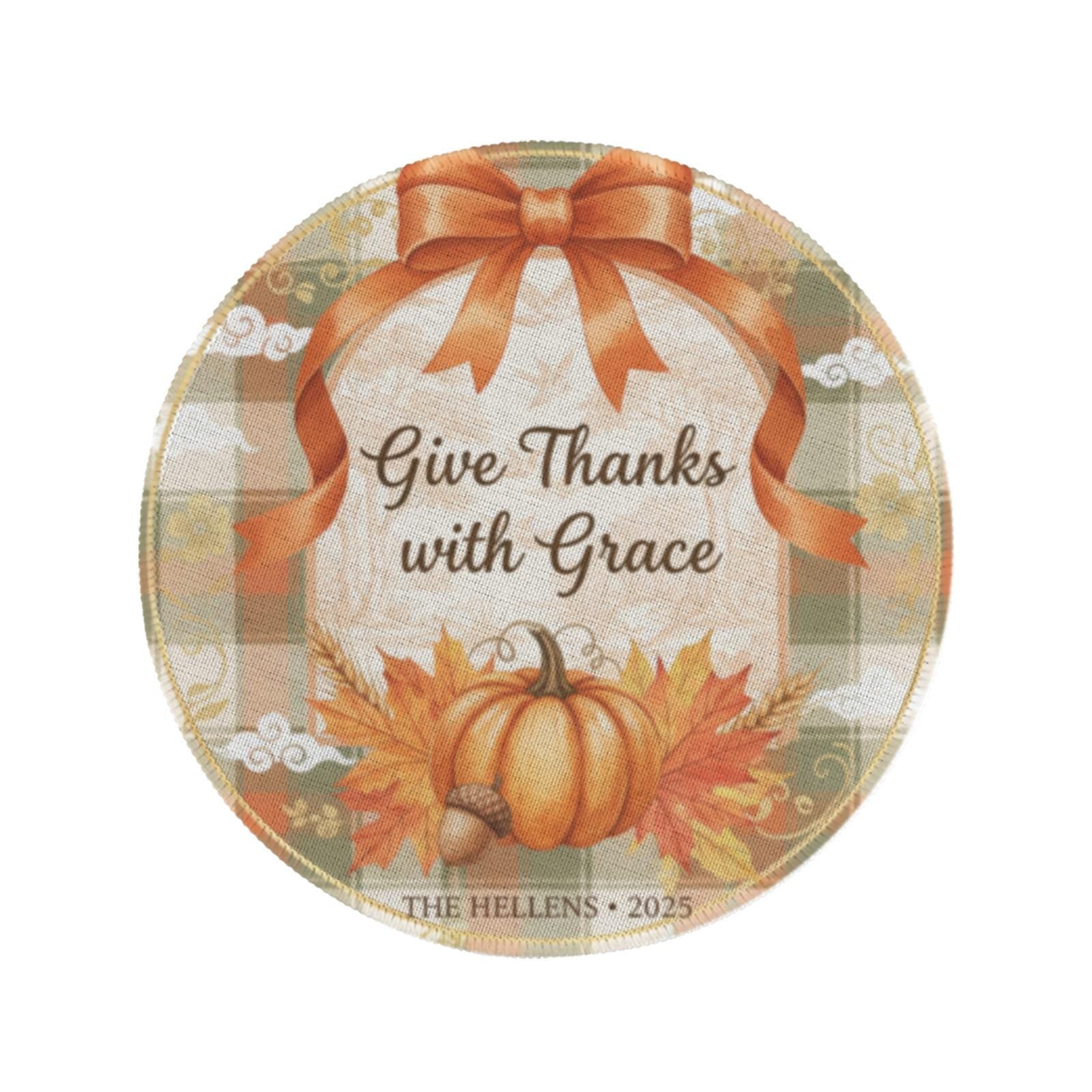 Thanksgiving Round Placemat – Personalized Fall Table Decor Pumpkin Design 2025