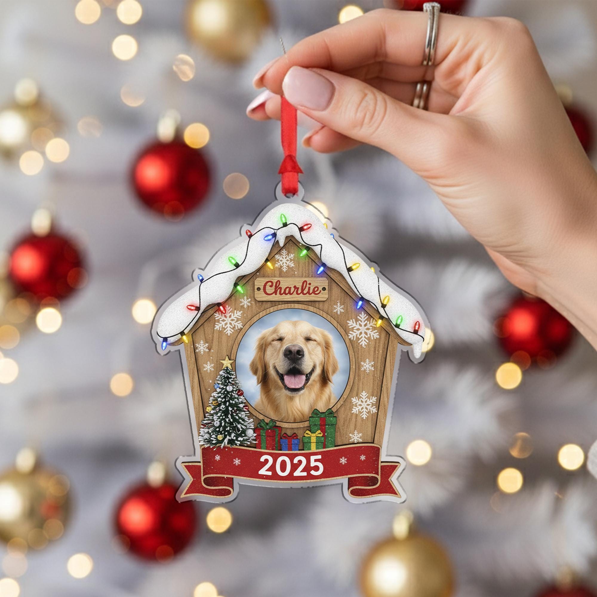 Personalized Dog House Ornament Photo Christmas Decoration