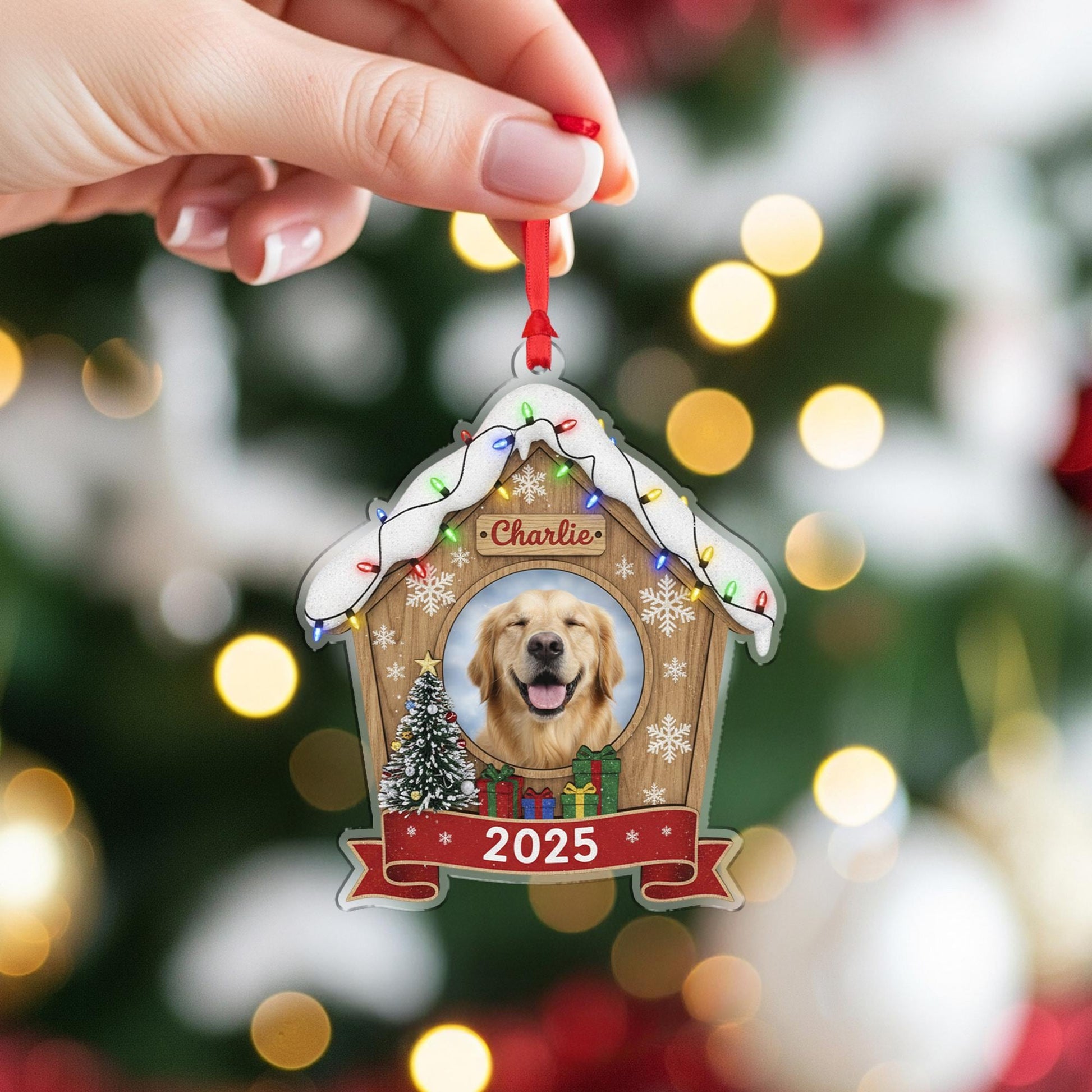 Personalized Dog House Ornament Photo Christmas Decoration