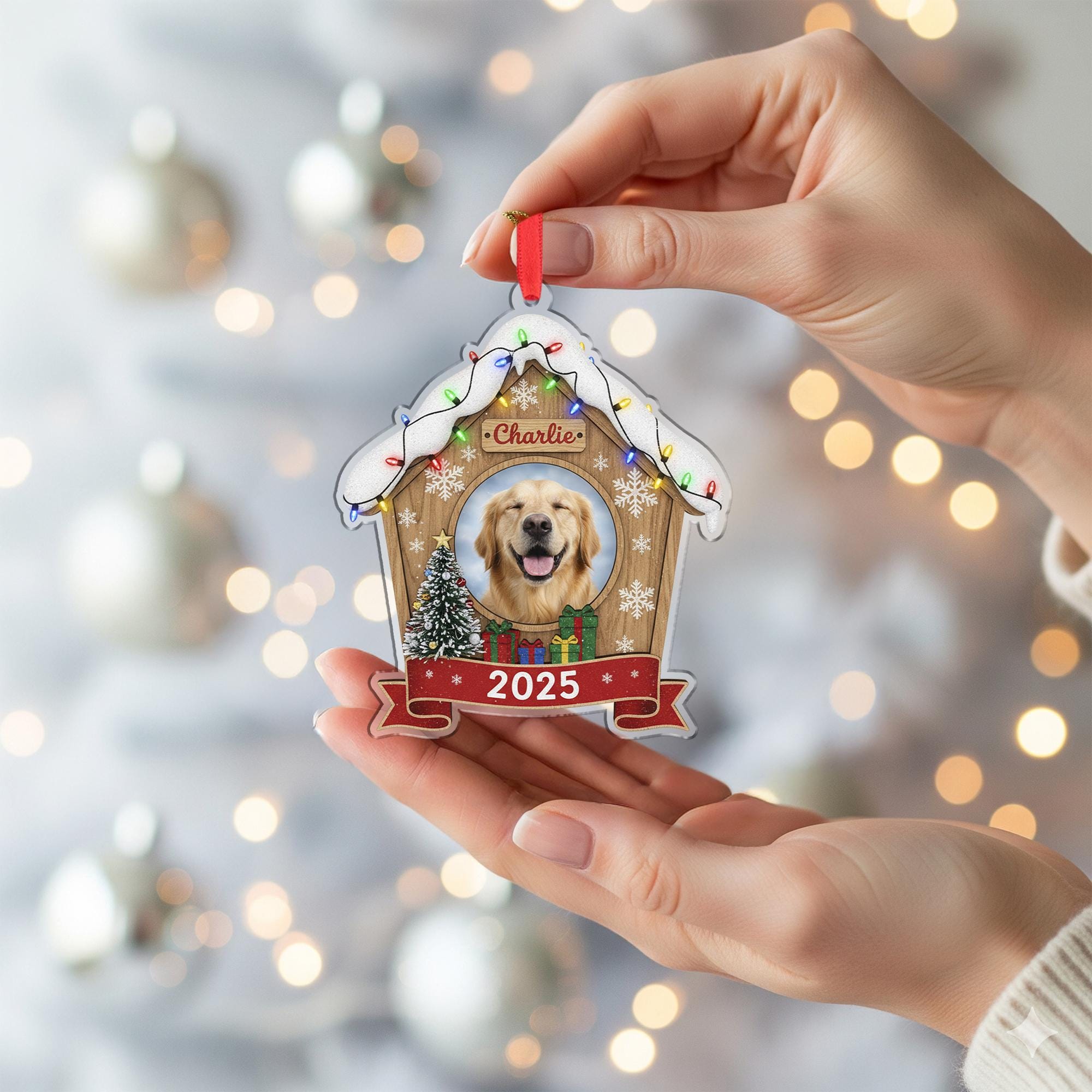 Personalized Dog House Ornament Photo Christmas Decoration