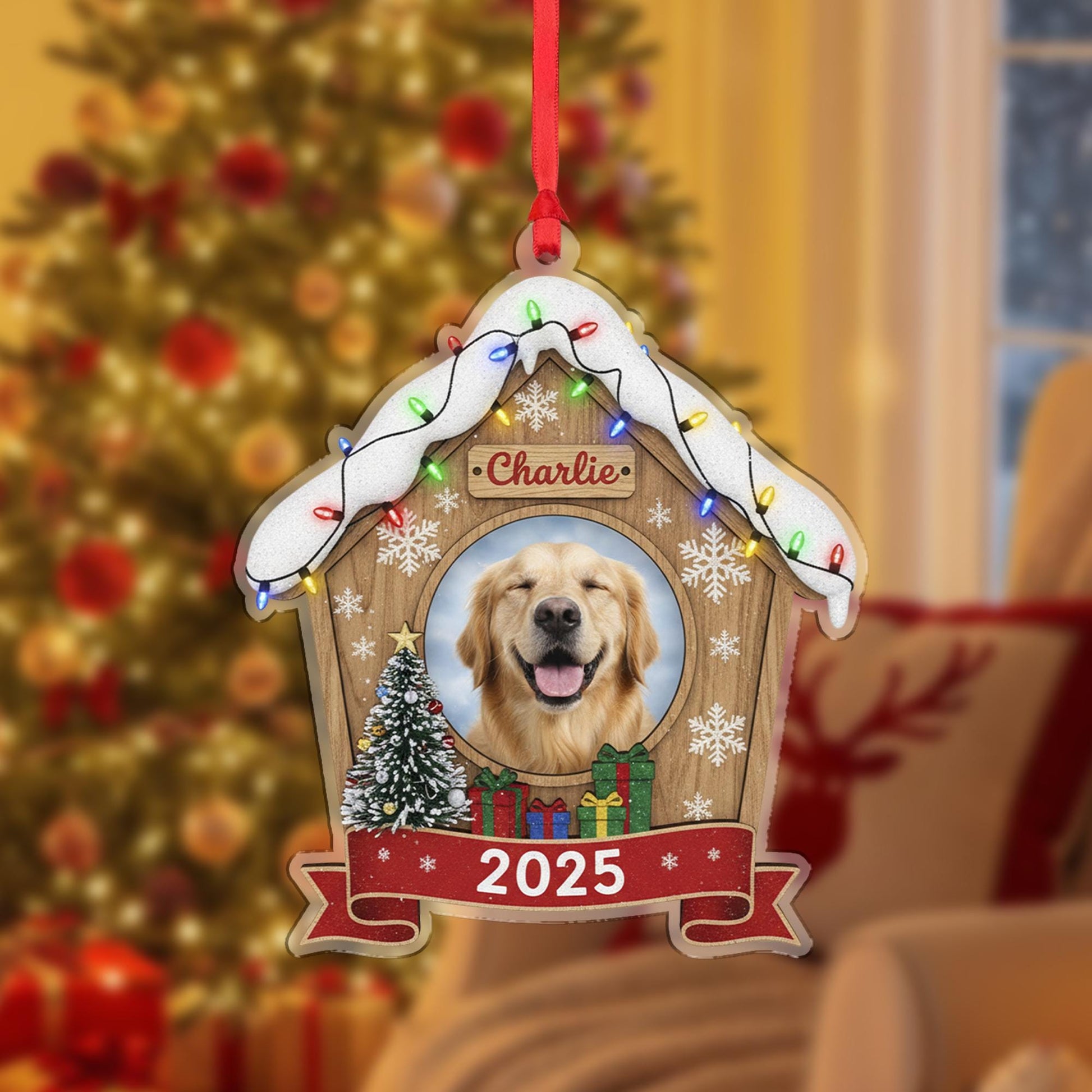 Personalized Dog House Ornament Photo Christmas Decoration