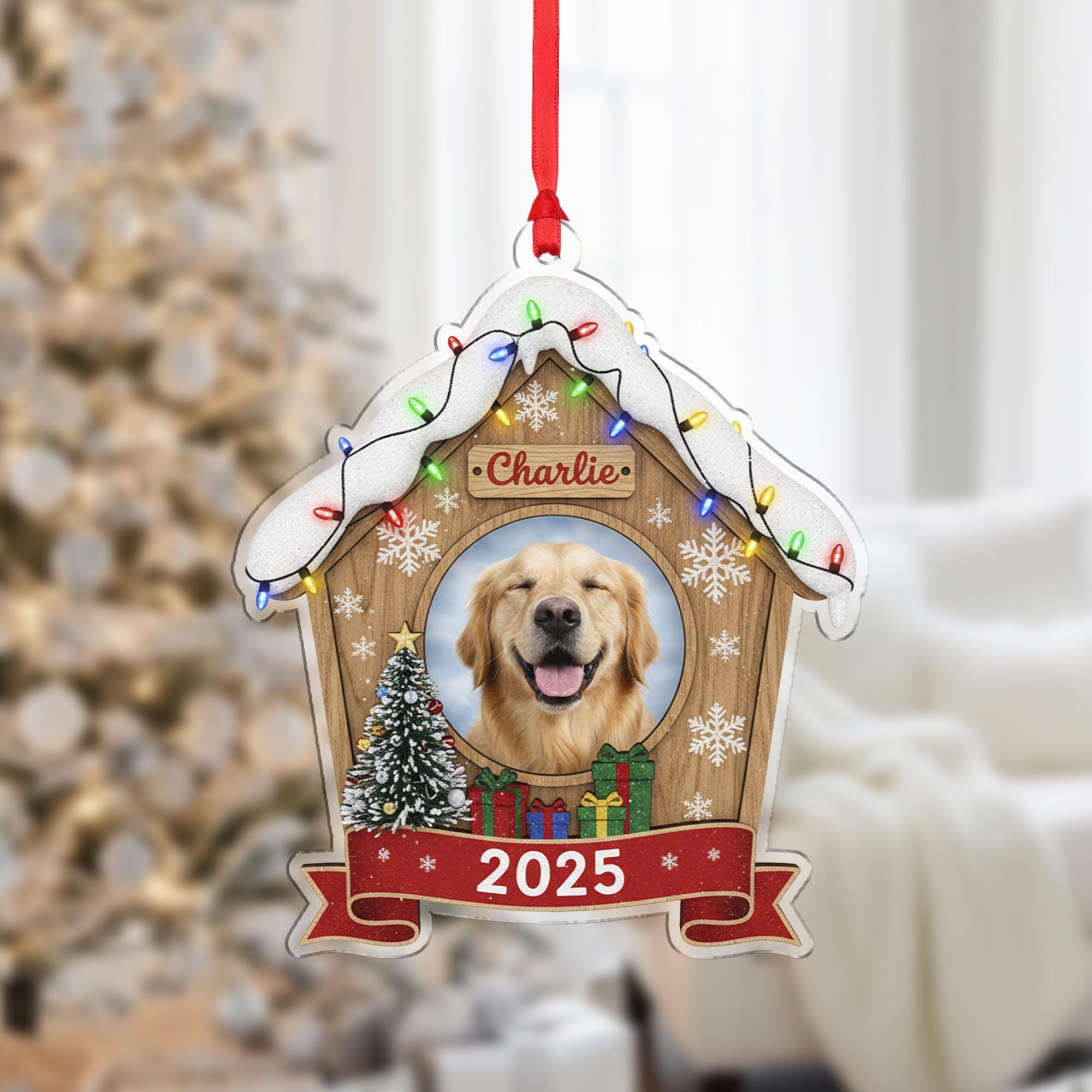 Personalized Dog House Ornament Photo Christmas Decoration