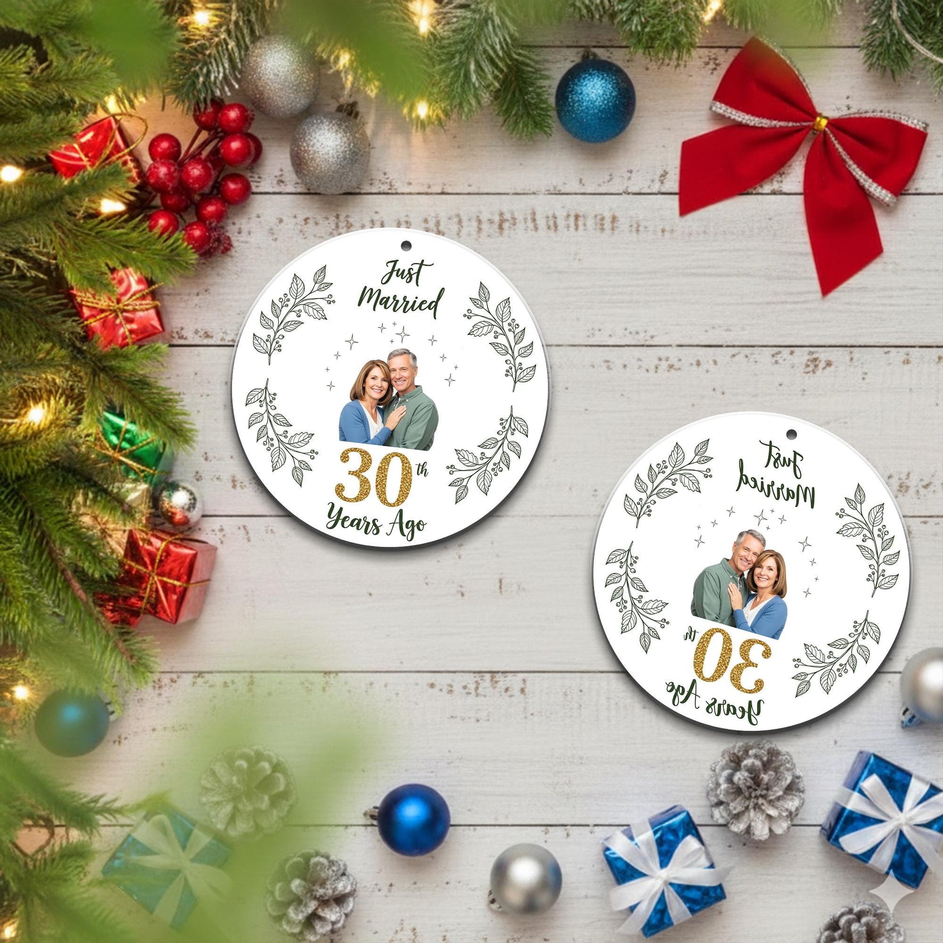 30th Anniversary Ornament | Personalized Photo Christmas Ornament | Married 30 Years Keepsake | Custom Couple Holiday Gift