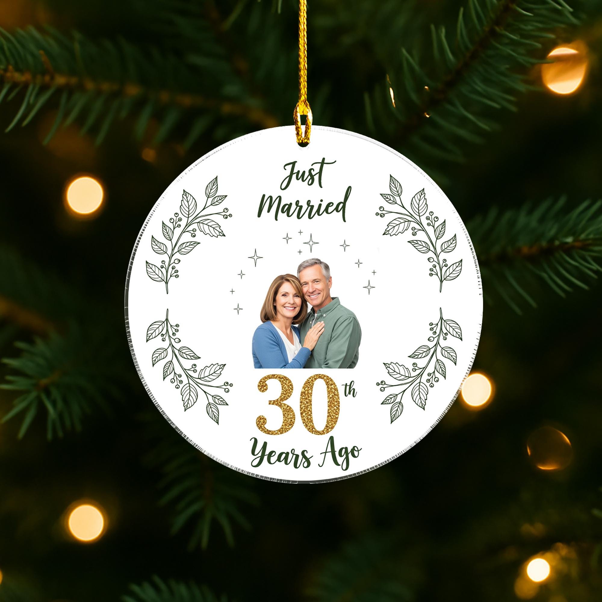 30th Anniversary Ornament | Personalized Photo Christmas Ornament | Married 30 Years Keepsake | Custom Couple Holiday Gift