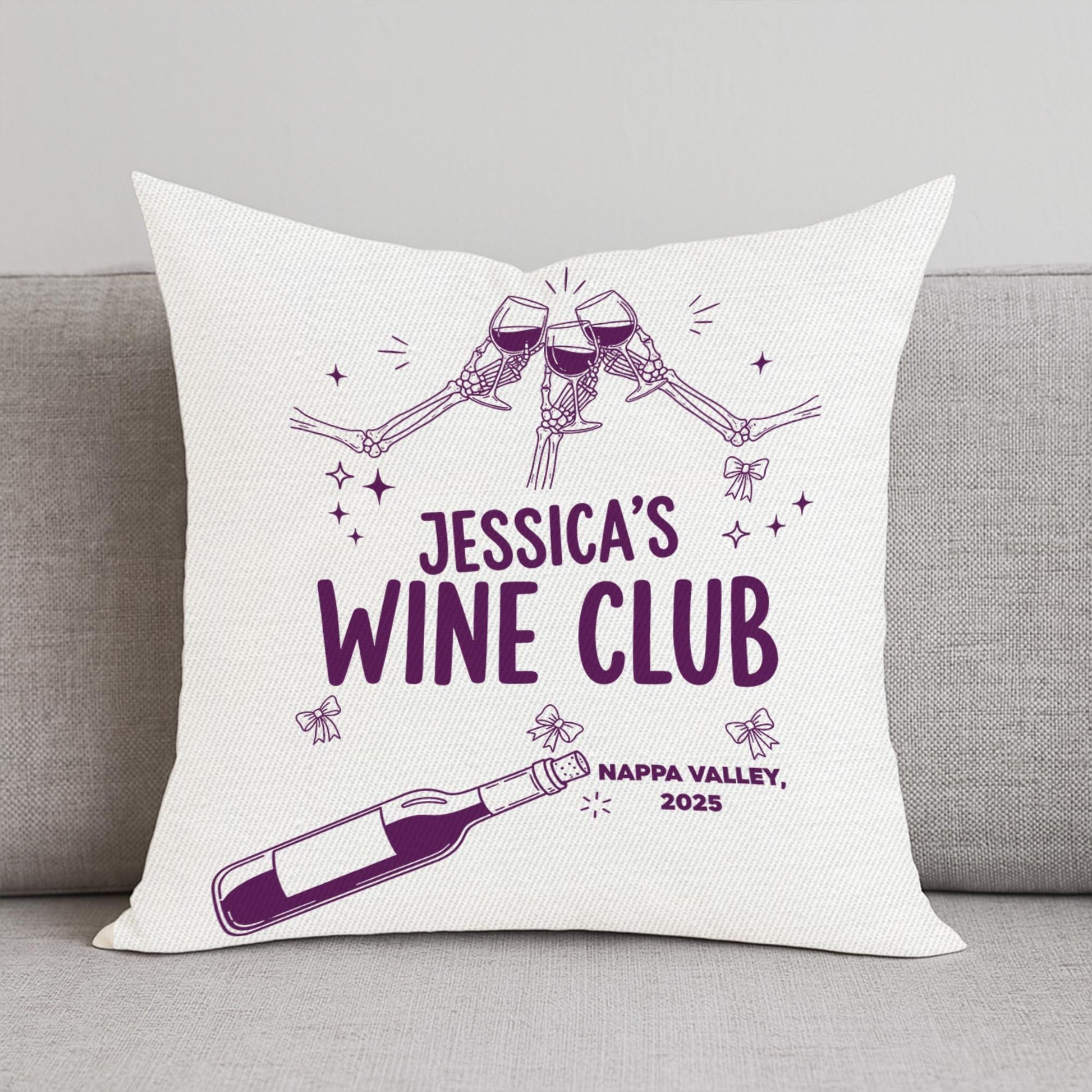 Personalized Wine Club Throw Pillow: Wine Lover Gift, USA Made