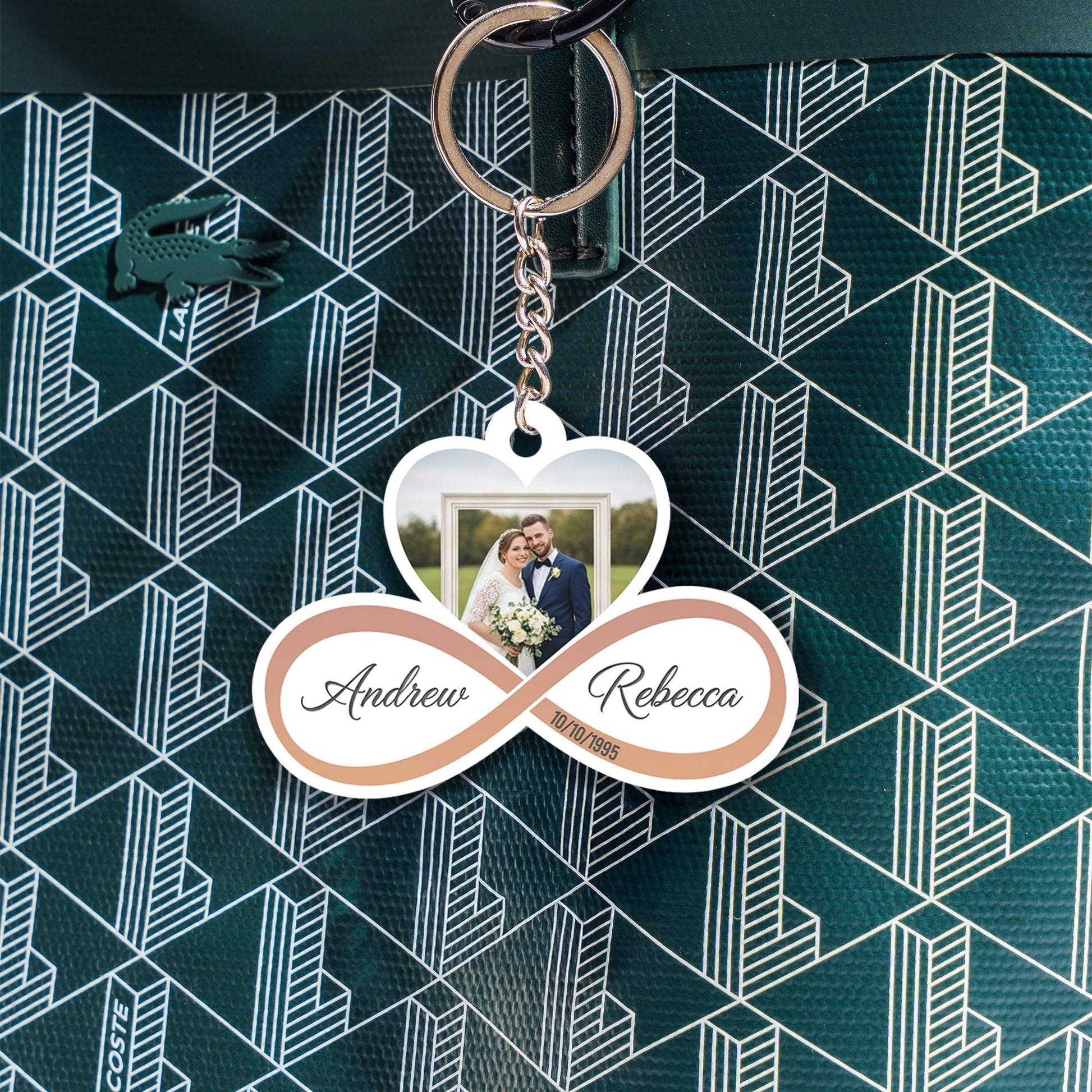 Custom Wedding Photo Keychain | Personalized Couples Gift | Infinity Heart Keyring | Anniversary Keepsake | Bride Groom Favor