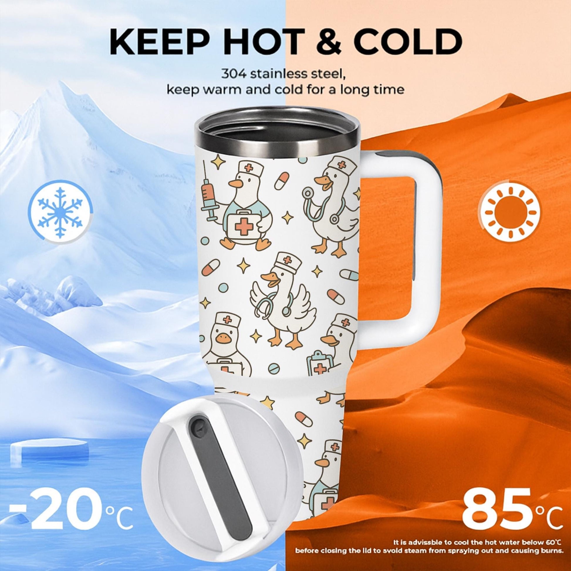 Funny Nurse Goose Tumbler: 40oz Stainless Steel Travel Mug