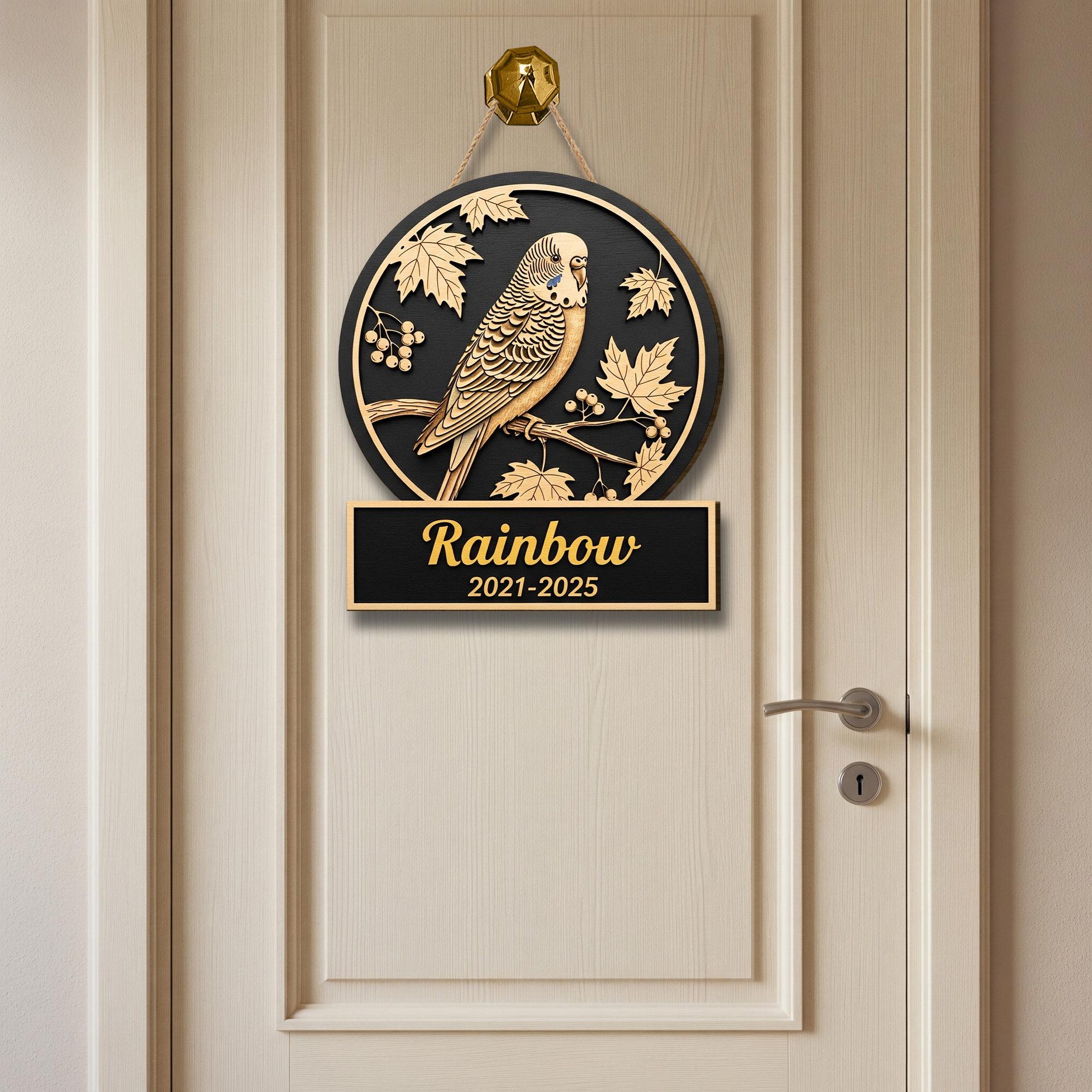 Custom Pet Memorial Wooden Sign | Personalized Bird Plaque | Parakeet Budgie Wall Art | Loss of Pet Gift | Engraved Name Sign
