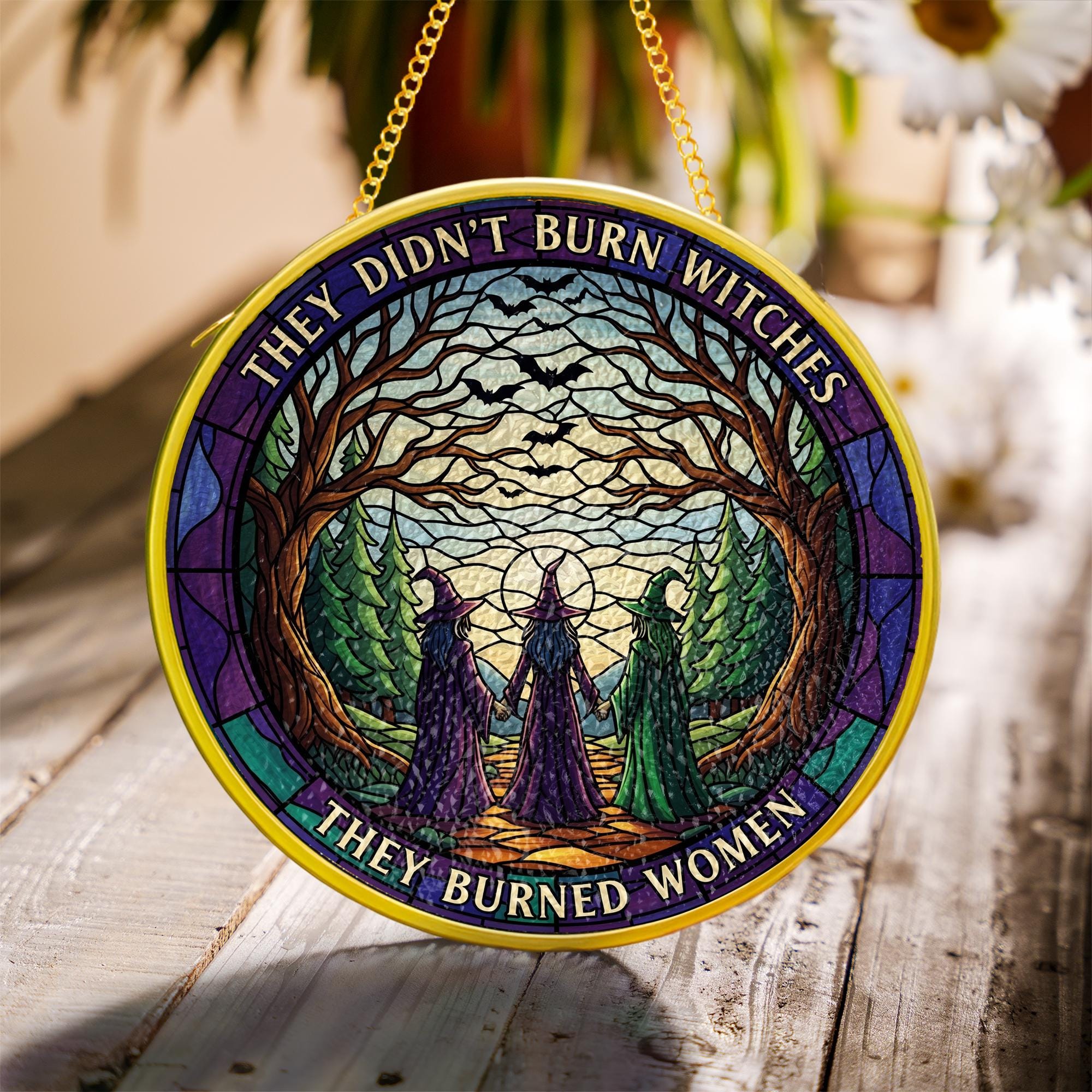 Witch Glass Suncatcher – Feminist Glass Empowerment Window Decor