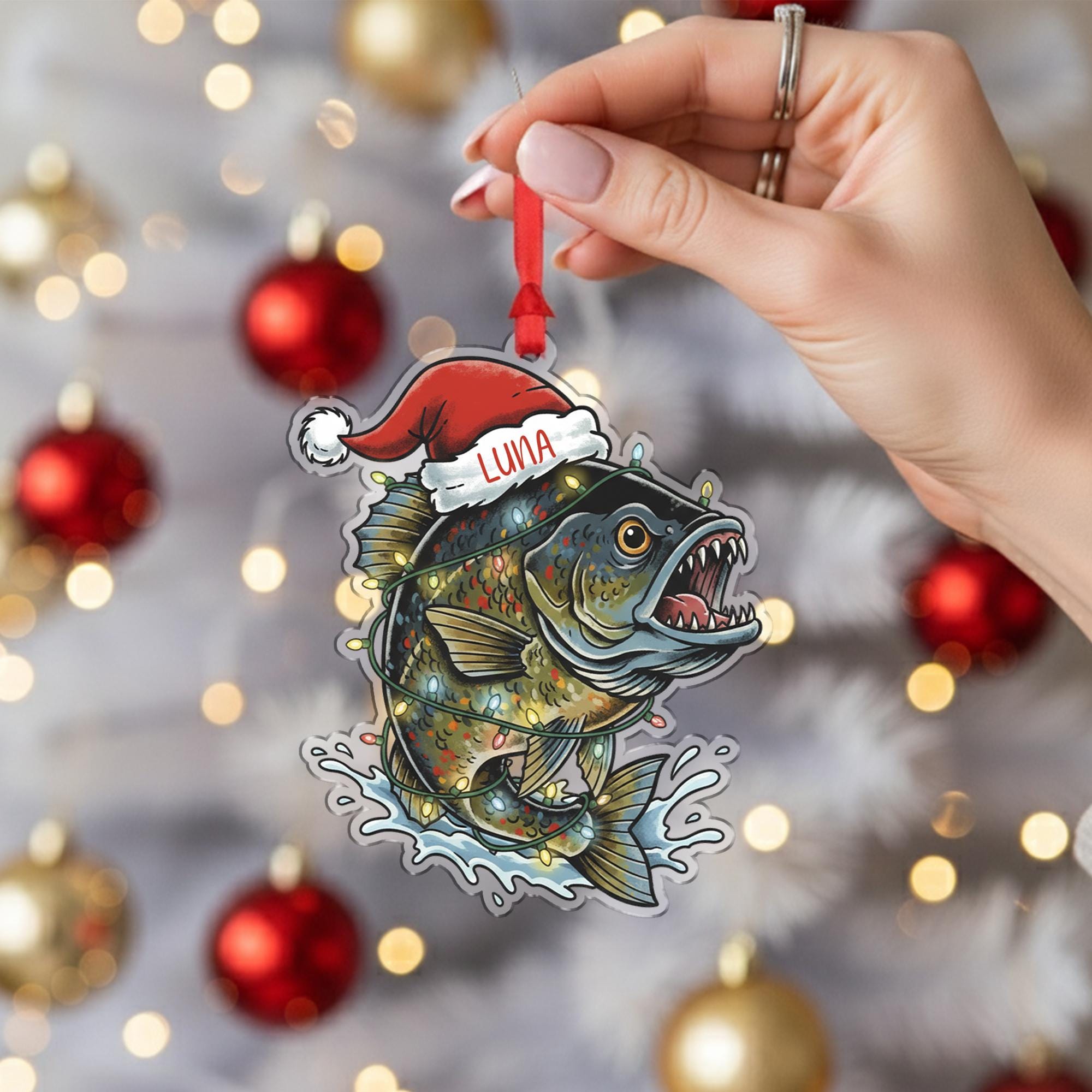 Personalized Trout Fishing Acrylic Ornament: Angler Fisherman Christmas Gift