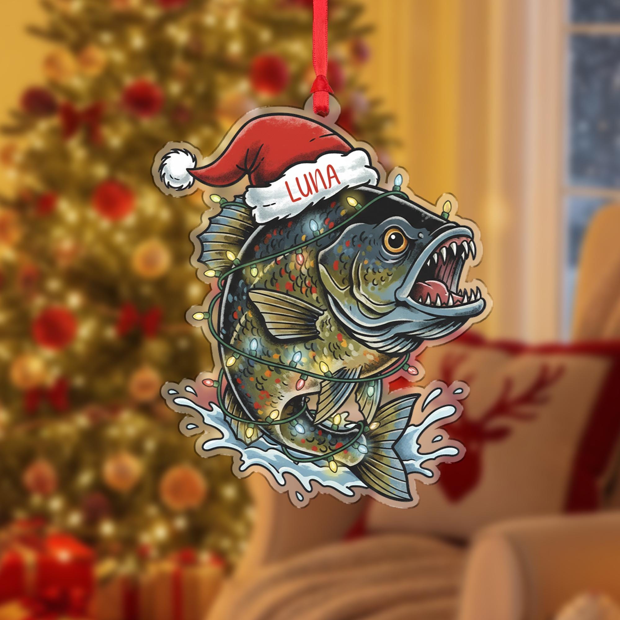 Personalized Trout Fishing Acrylic Ornament: Angler Fisherman Christmas Gift