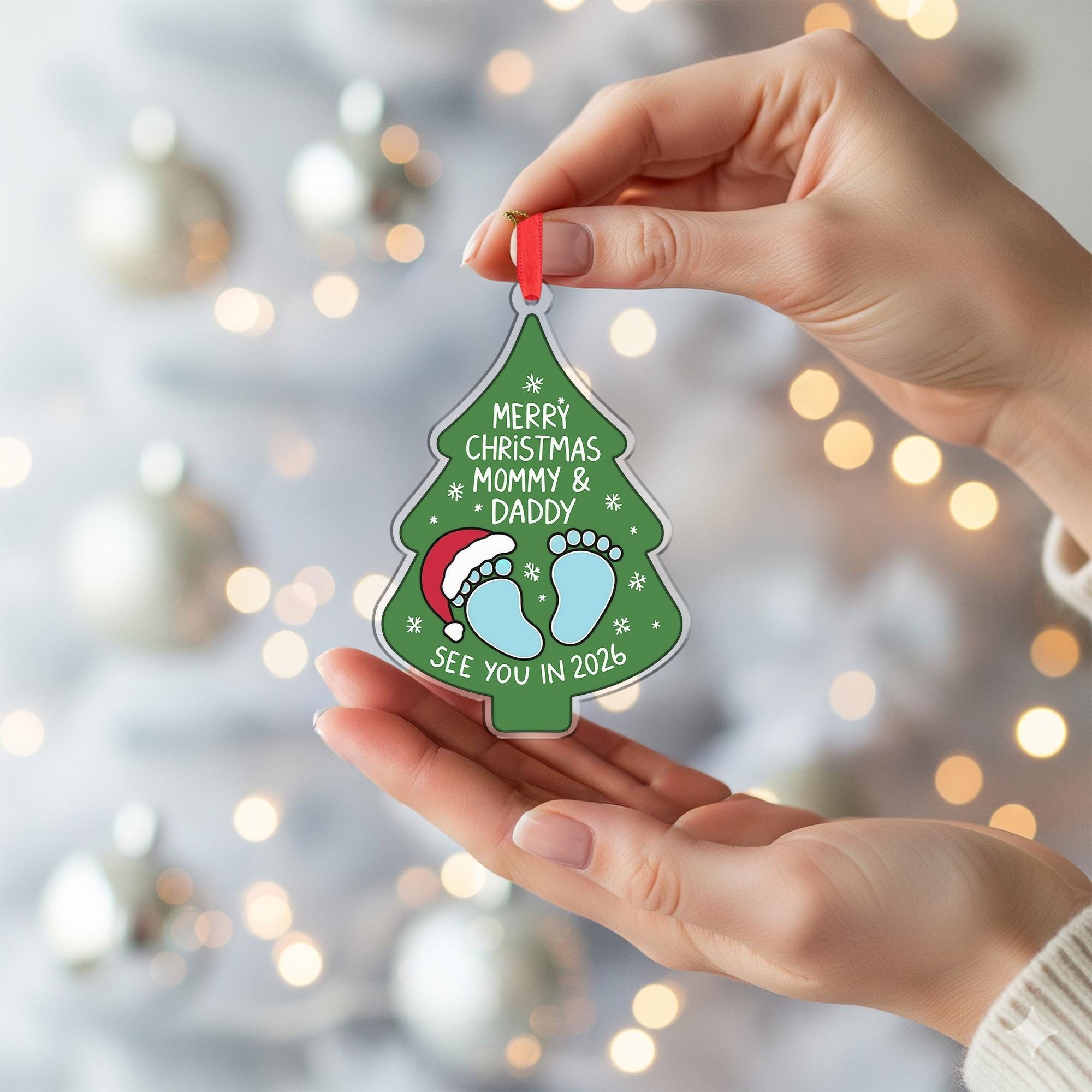 Expecting Parents Christmas Ornament: Acrylic Pregnancy Announcement Gift