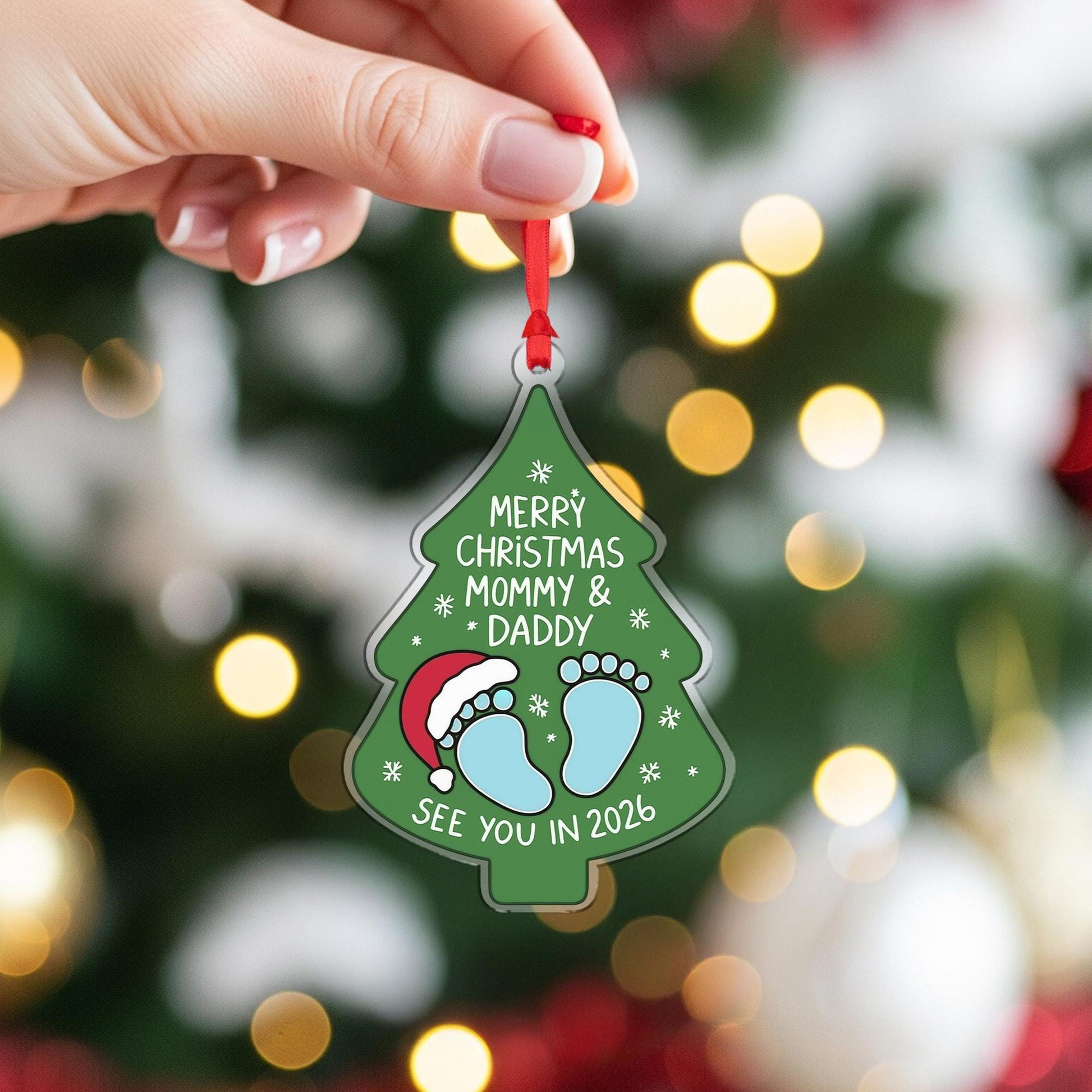 Expecting Parents Christmas Ornament: Acrylic Pregnancy Announcement Gift