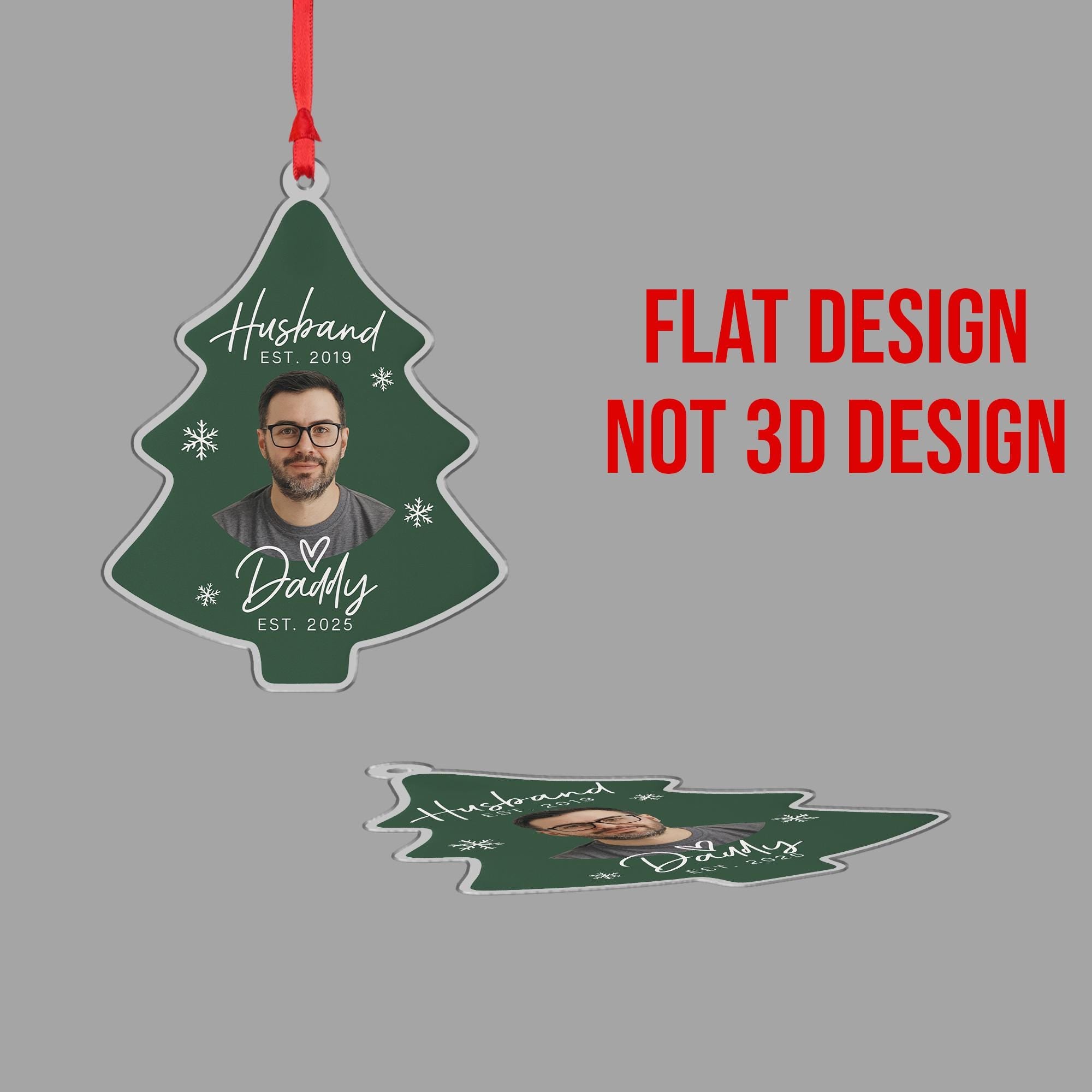 Custom Photo New Dad & Husband Acrylic Ornament: Christmas Pregnancy Announcement