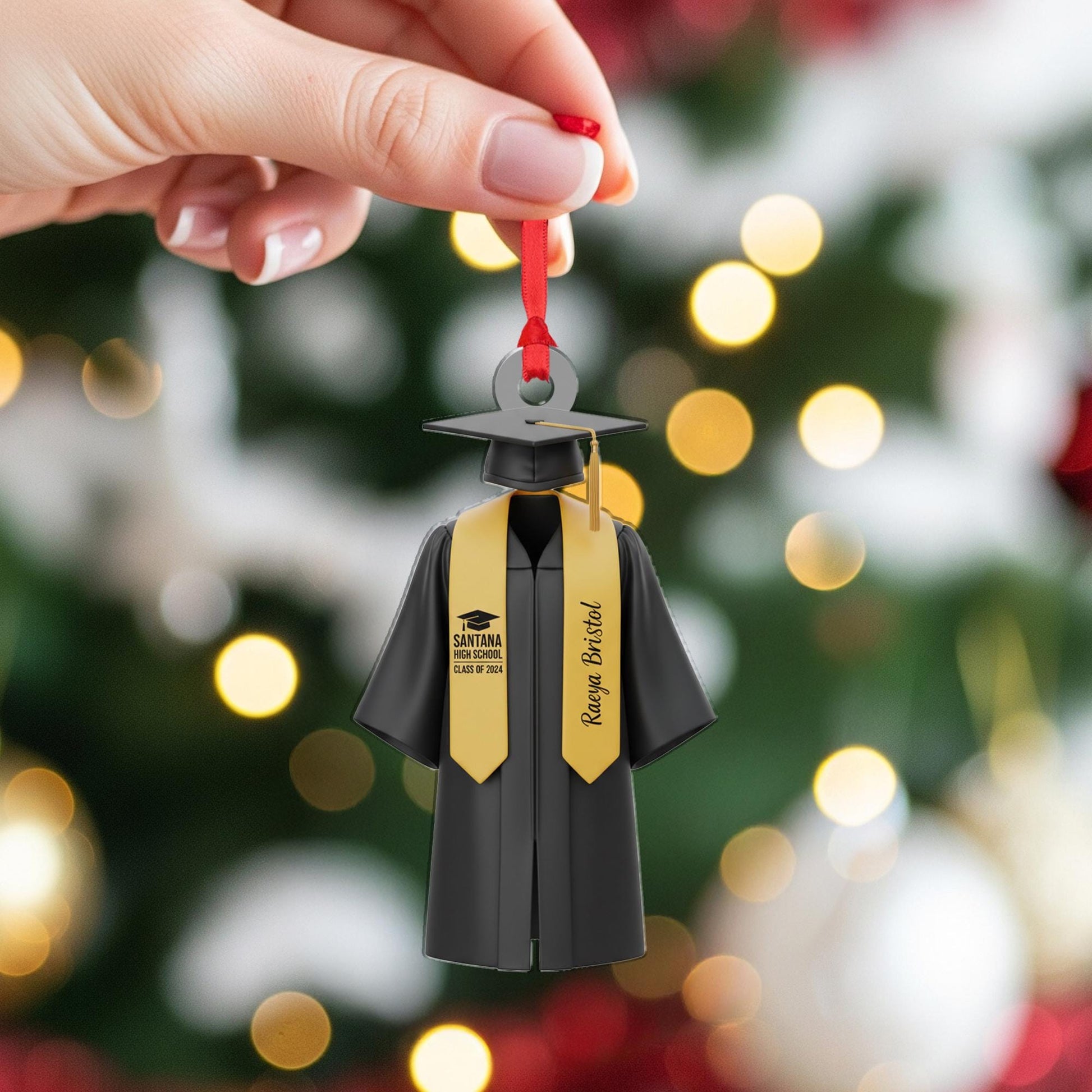 Graduation Cap and Gown Ornament – Personalized Graduate Name & Year Keepsake Gift