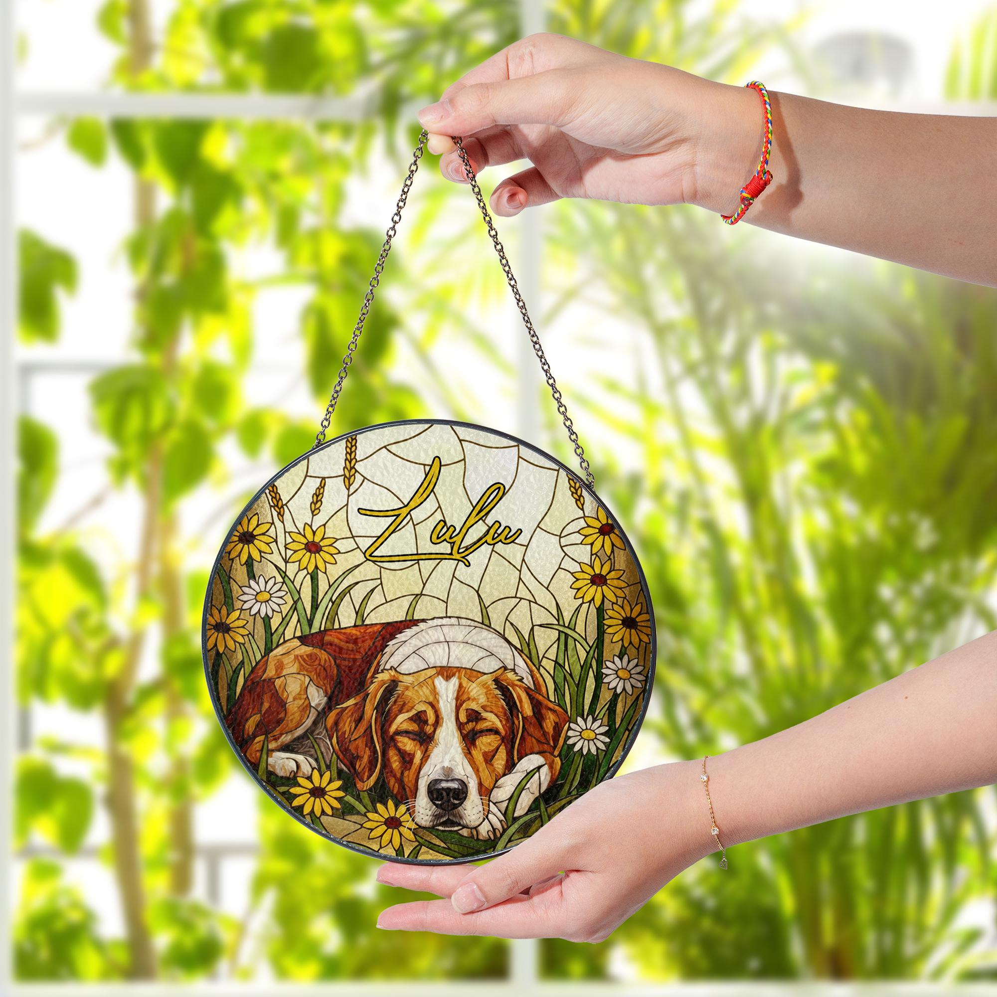 Custom Pet Window Hanging: Personalized Dog Portrait Glass Sun Catcher Decoration