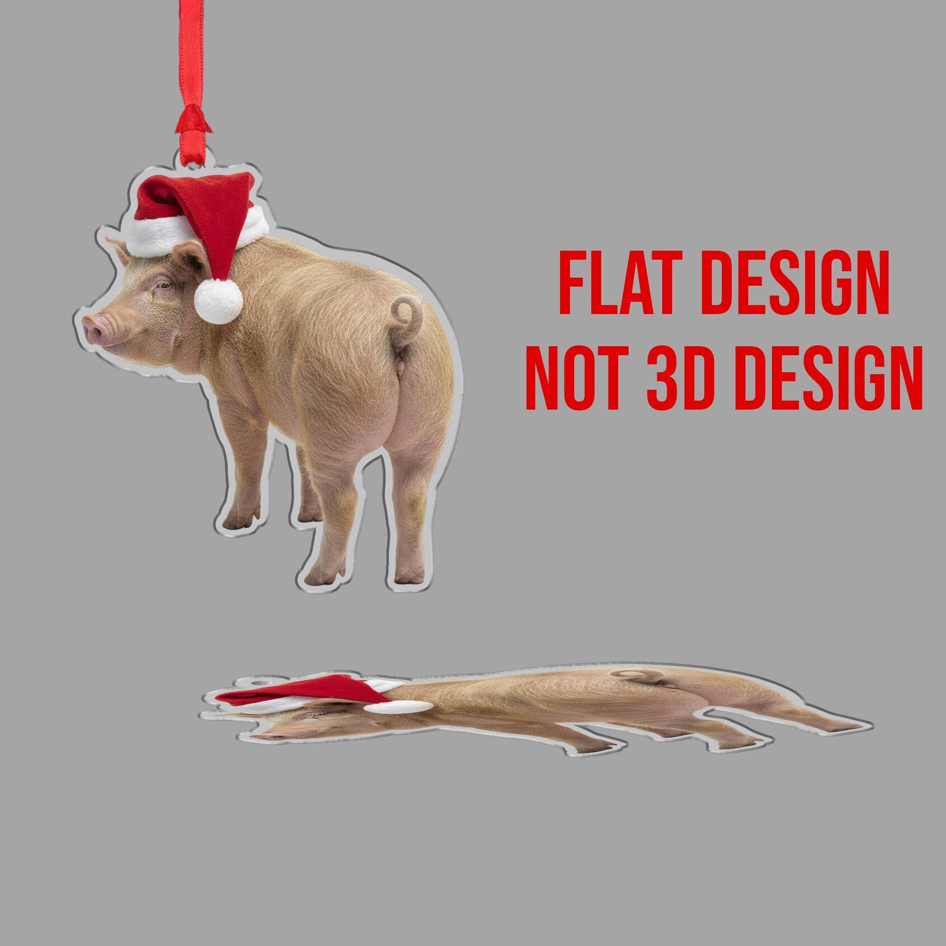 Pig Christmas Ornament – Acrylic Hanging Decoration with Santa Hat Design