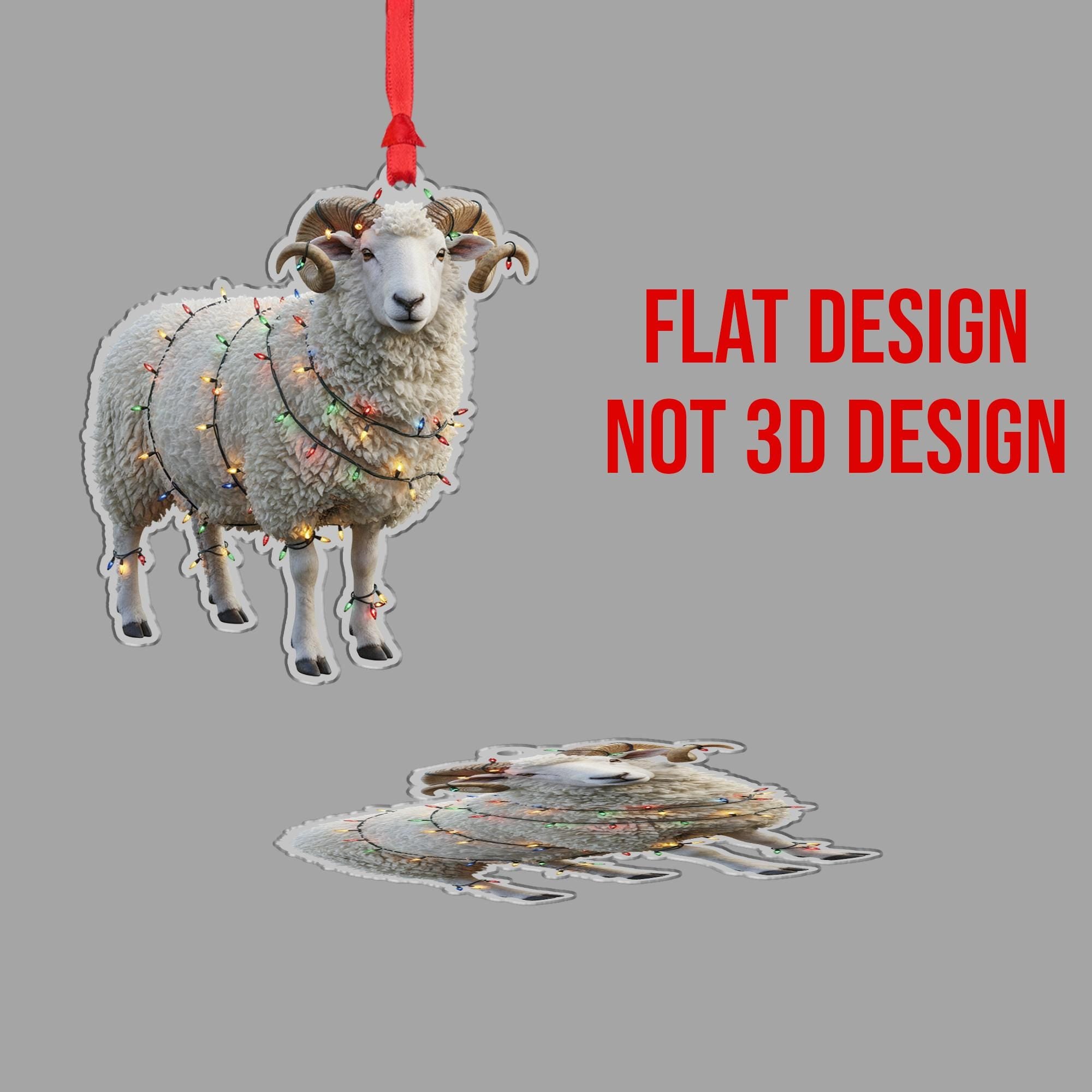 Sheep Christmas Ornament – Acrylic Hanging Decoration with Holiday Lights Design