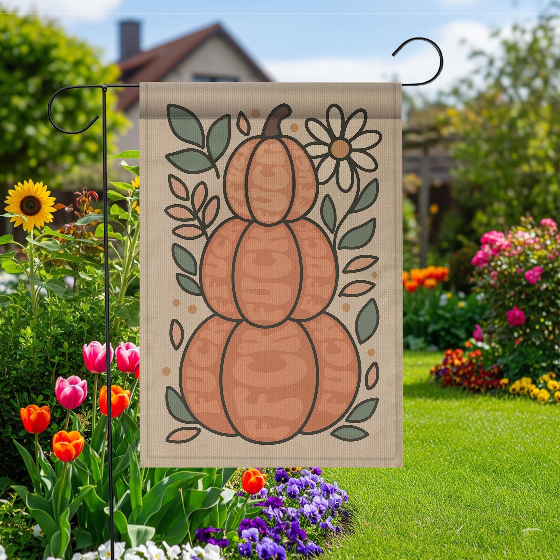 Autumn Garden Flag – Pumpkin Resist Fascism Outdoor Yard Décor Fall Thanksgiving Sign