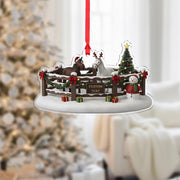 Personalized Horse Farm Christmas Ornament – Acrylic Hanging Decoration with Fence Snowman Tree Design